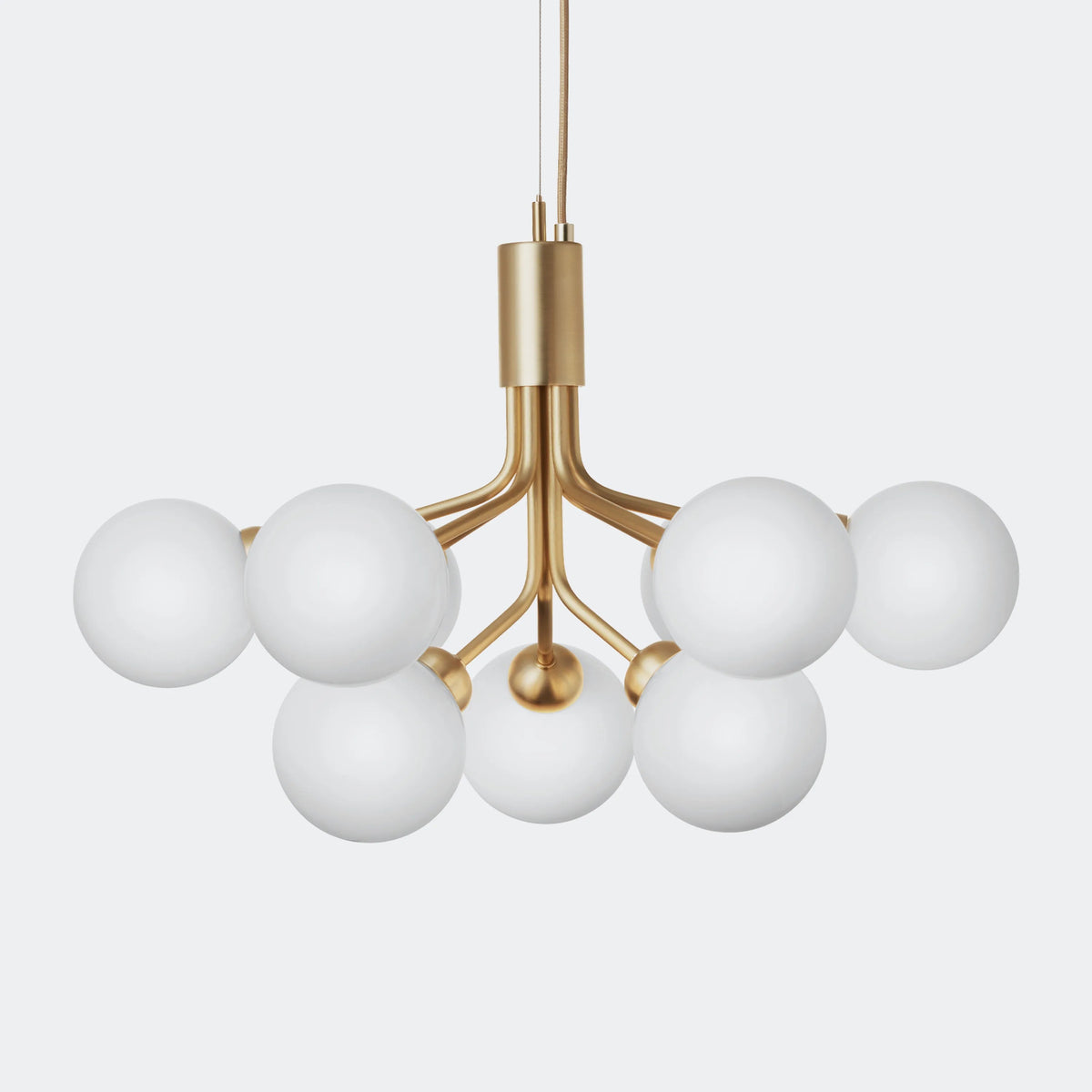 Nuura Apiales 9 Chandelier, Brushed Brass / Opal - KANSO#Finish_Brushed Brass / Opal