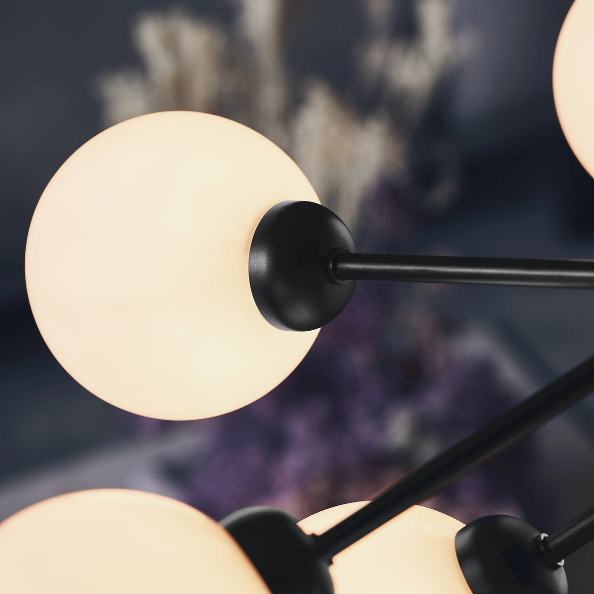 Nuura Apiales 9 Chandelier, Satin Black / Opal - KANSO#Finish_Satin Black / Opal