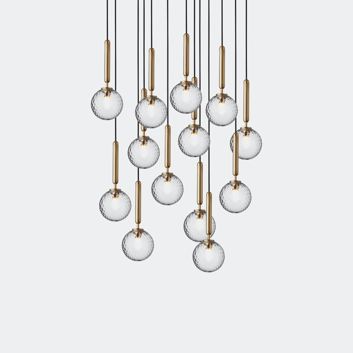 Nuura Miira 13 Chandelier, Brass / Optic Clear - KANSO#Finish_Brass / Optic Clear