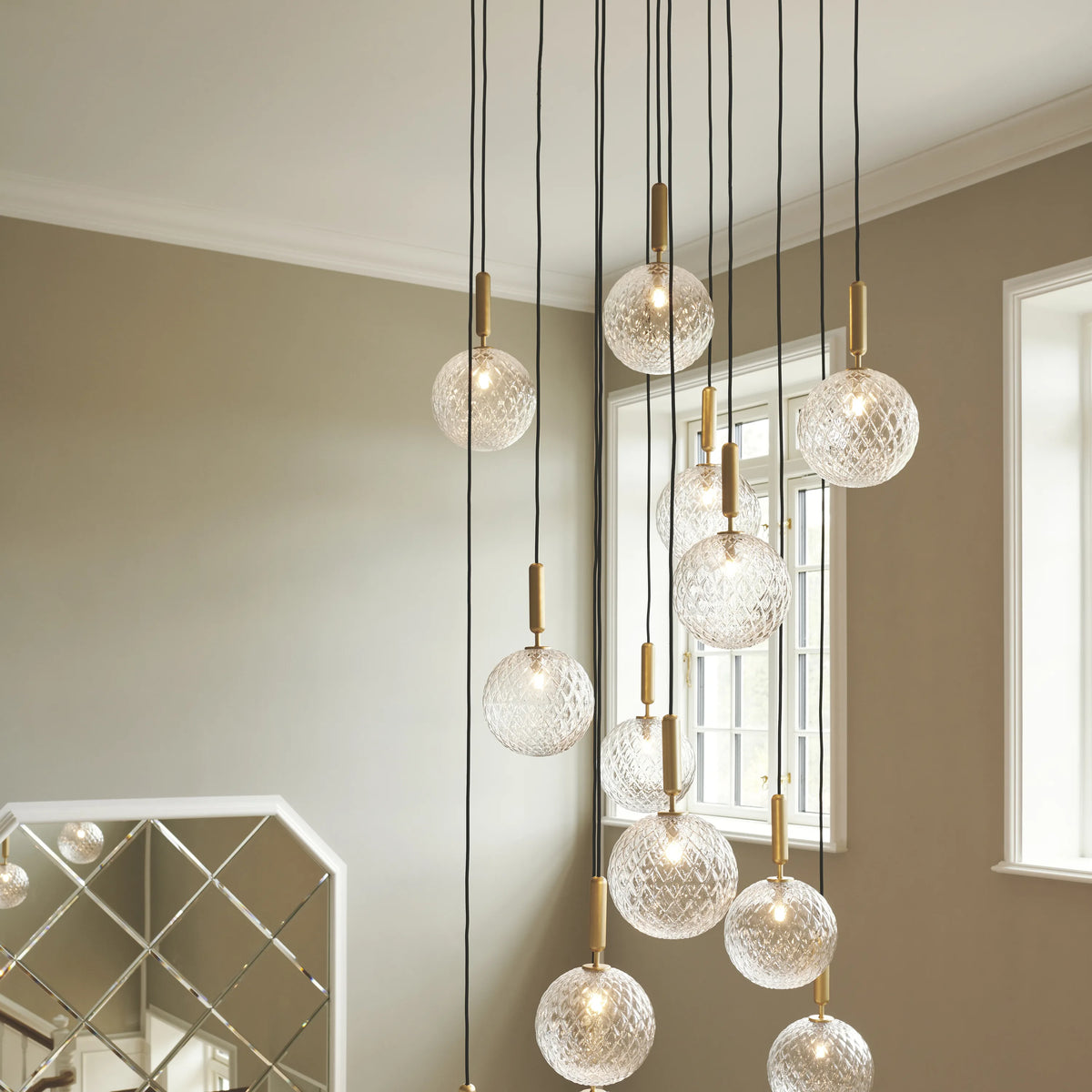 Nuura Miira 13 Large Chandelier, Brass / Optic Clear - KANSO#Finish_Brass / Optic Clear