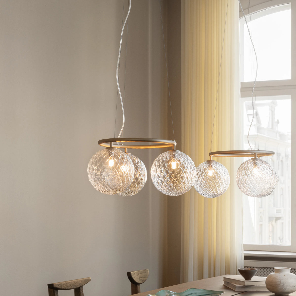 Nuura Miira 3 Circular Chandelier, Brass / Optic Clear - KANSO#Finish_Brass / Optic Clear