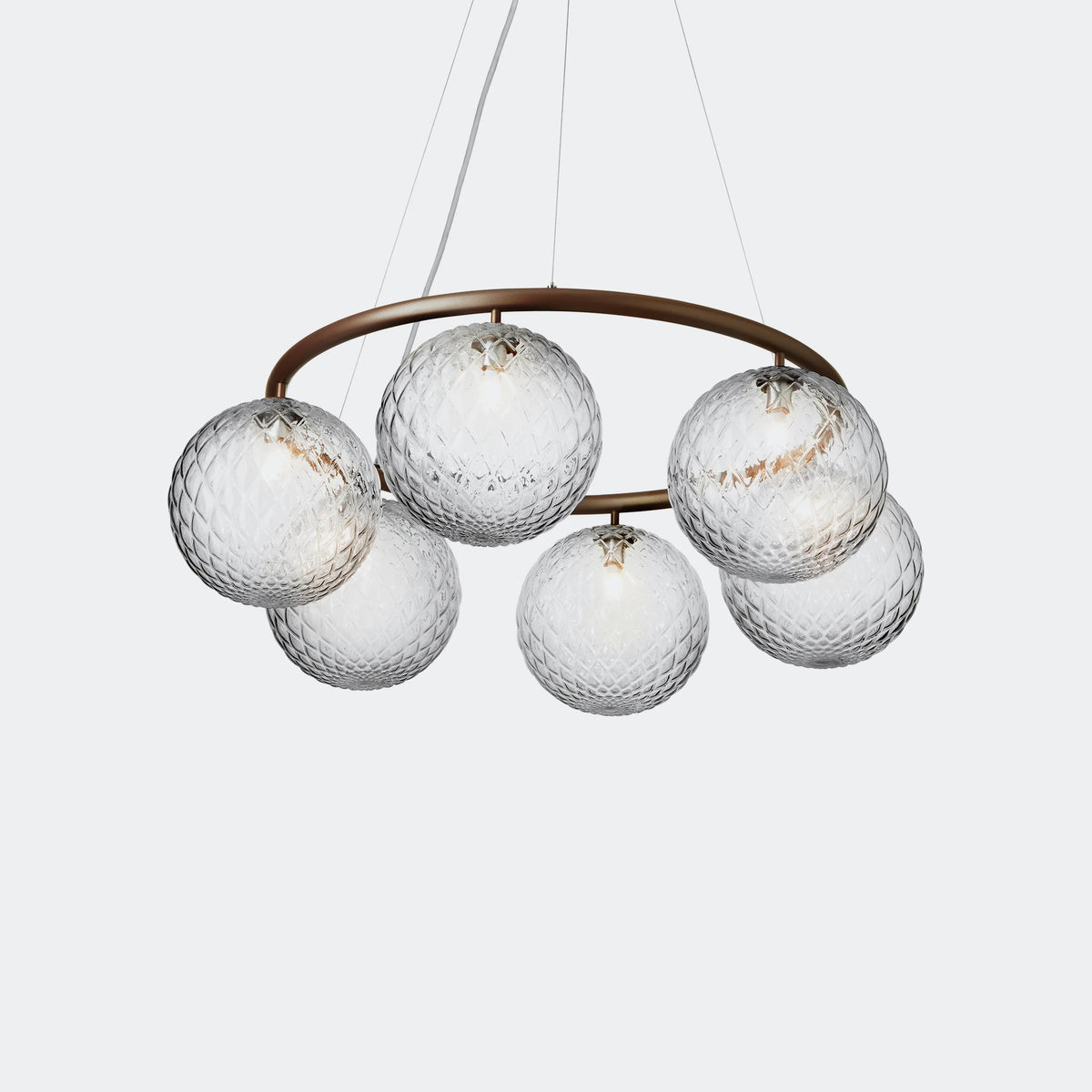 Nuura Miira 6 Circular Chandelier, Dark Bronze / Optic Clear - KANSO#Finish_Dark Bronze / Optic Clear