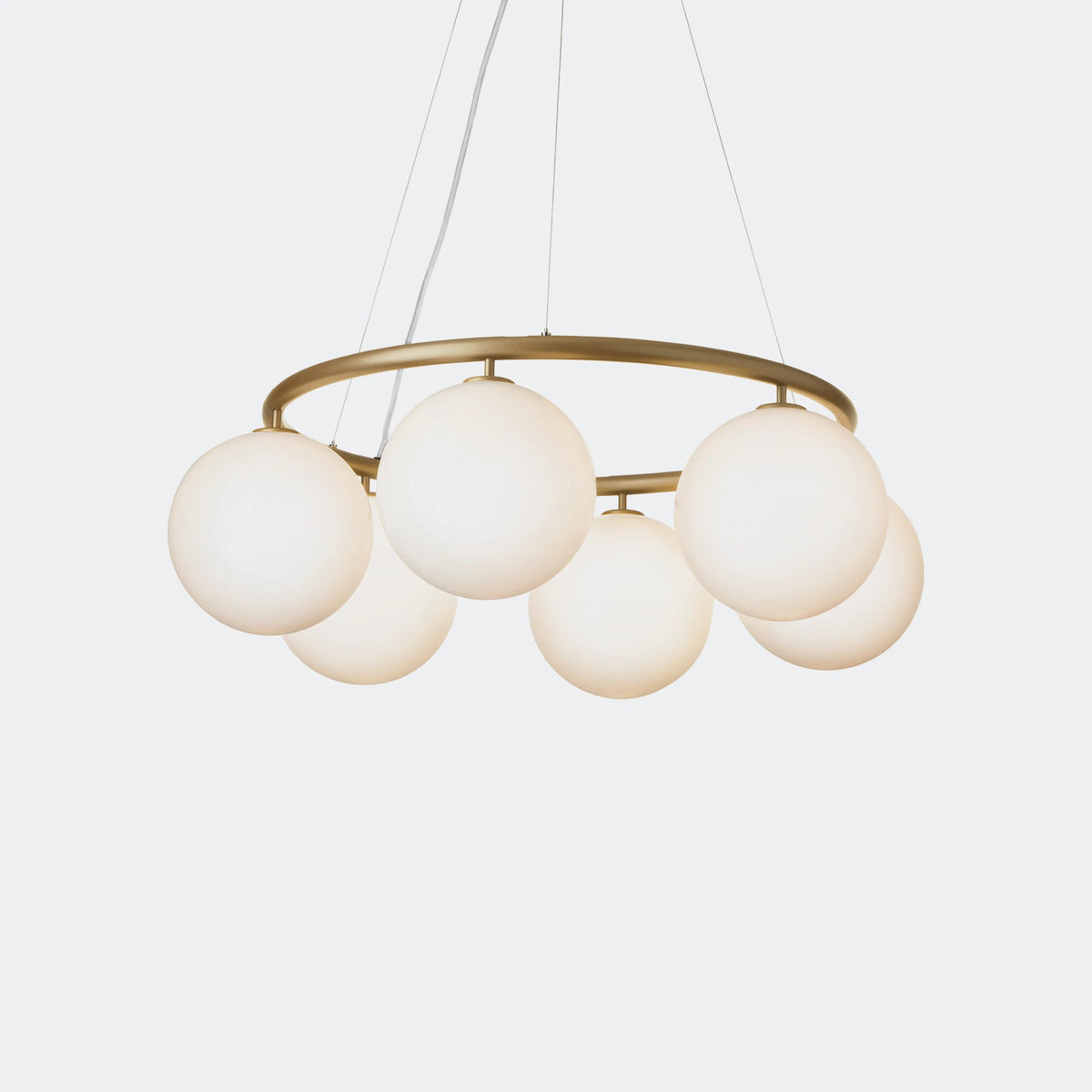 Nuura Miira 6 Circular Chandelier, Brass / Opal - KANSO#Finish_Brass / Opal