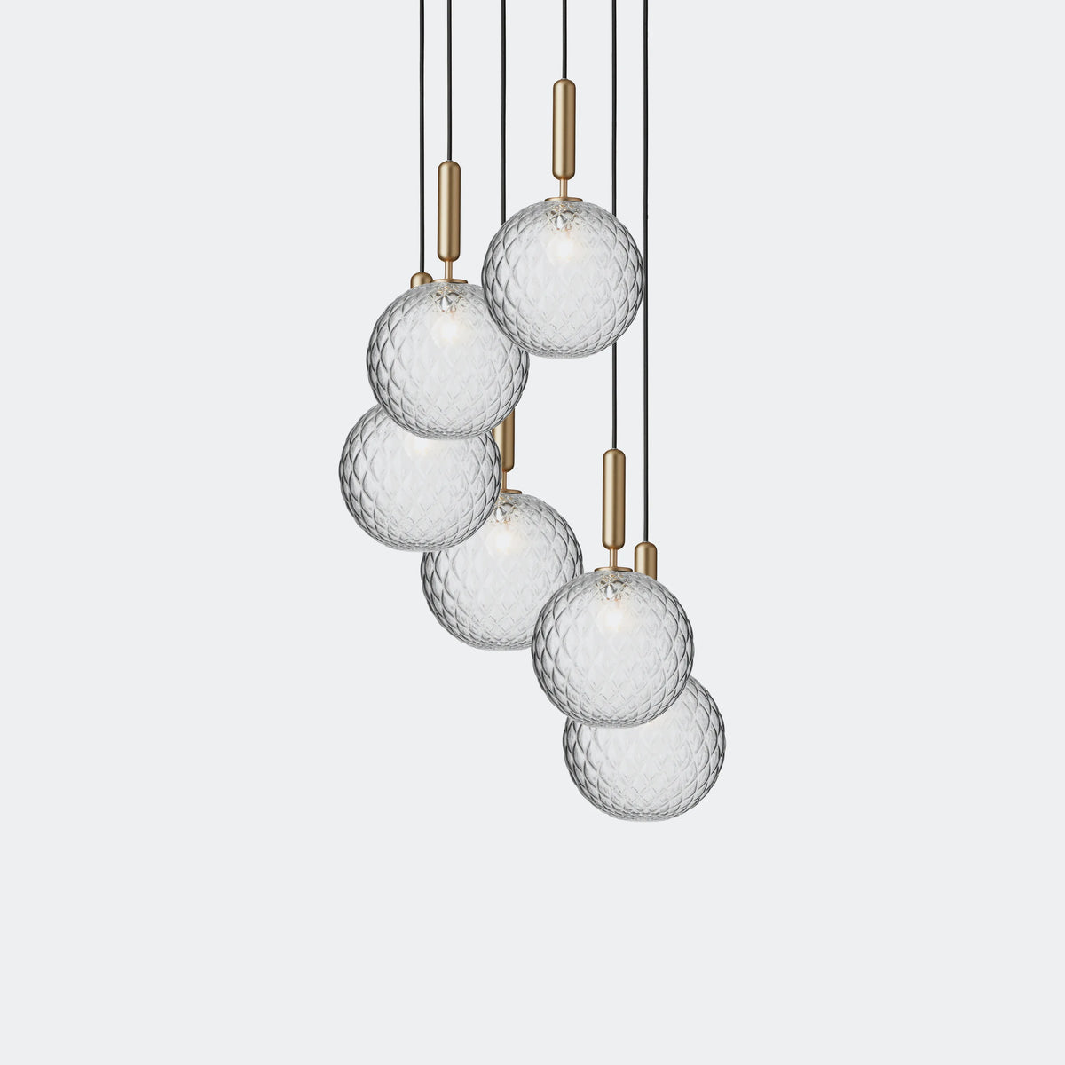 Nuura Miira 6 Large Chandelier, Brass / Optic Clear - KANSO#Finish_Brass / Optic Clear