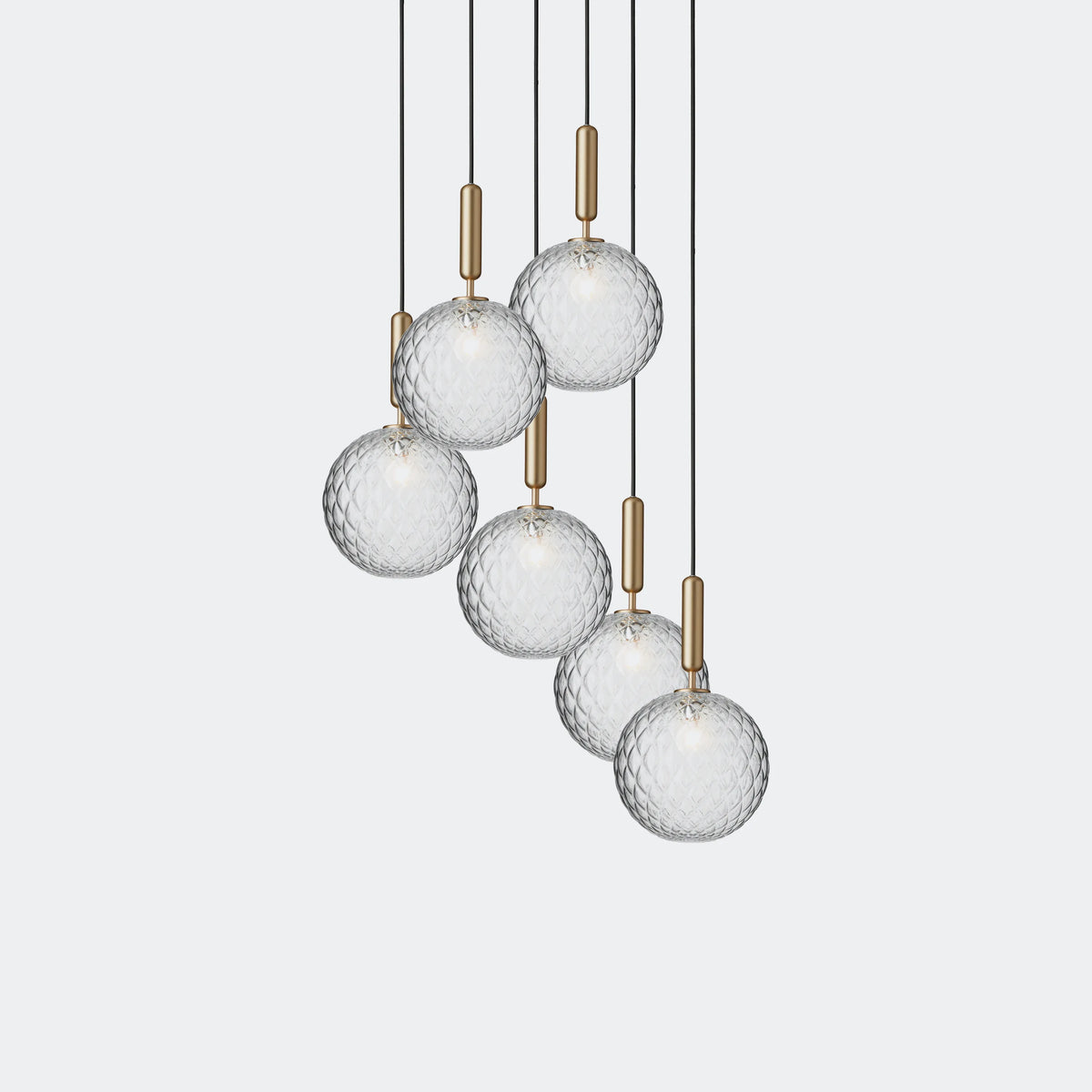 Nuura Miira 6 Large Chandelier, Brass / Optic Clear - KANSO#Finish_Brass / Optic Clear
