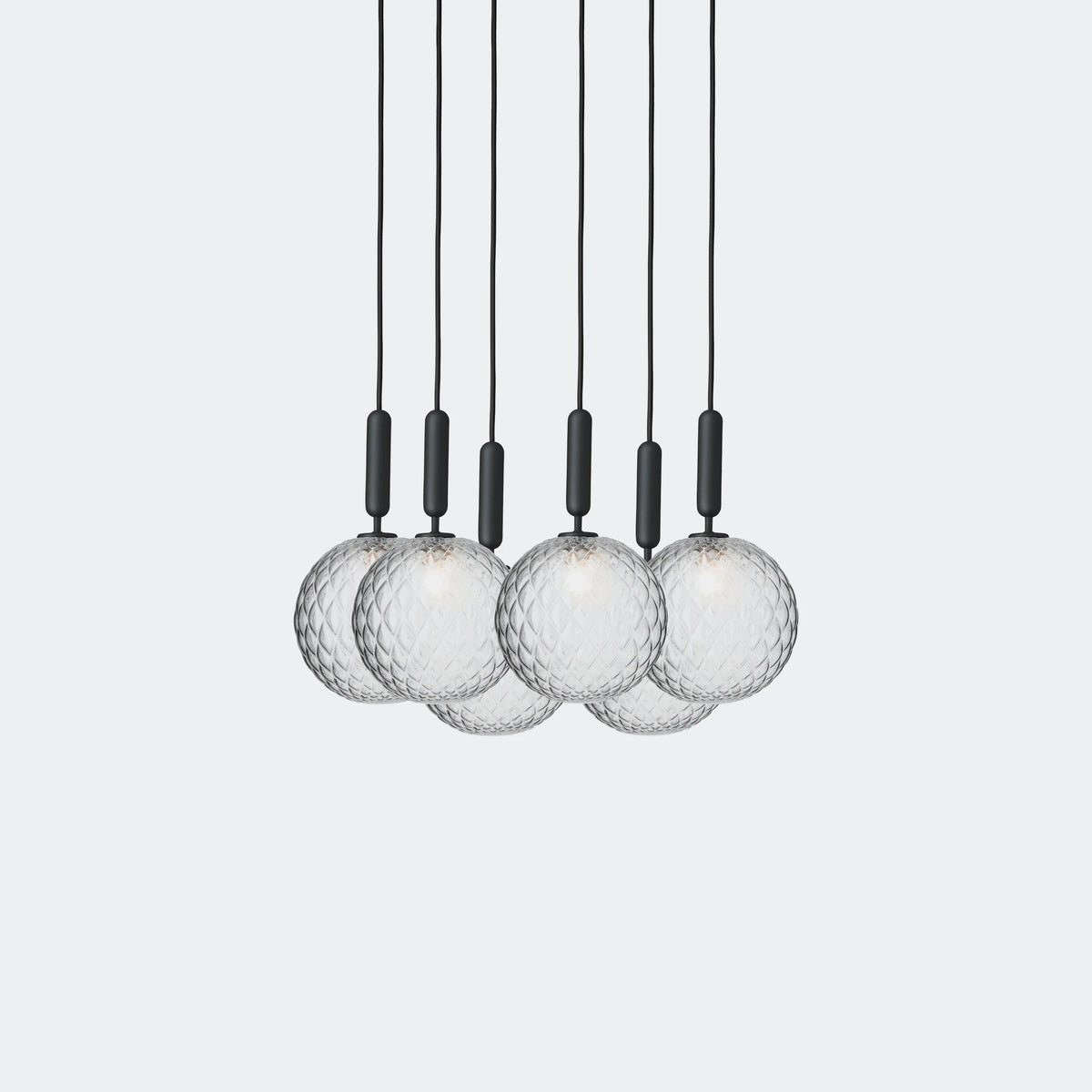 Nuura Miira 6 Large Chandelier, Rock Grey / Optic Clear - KANSO#Finish_Rock Grey / Optic Clear