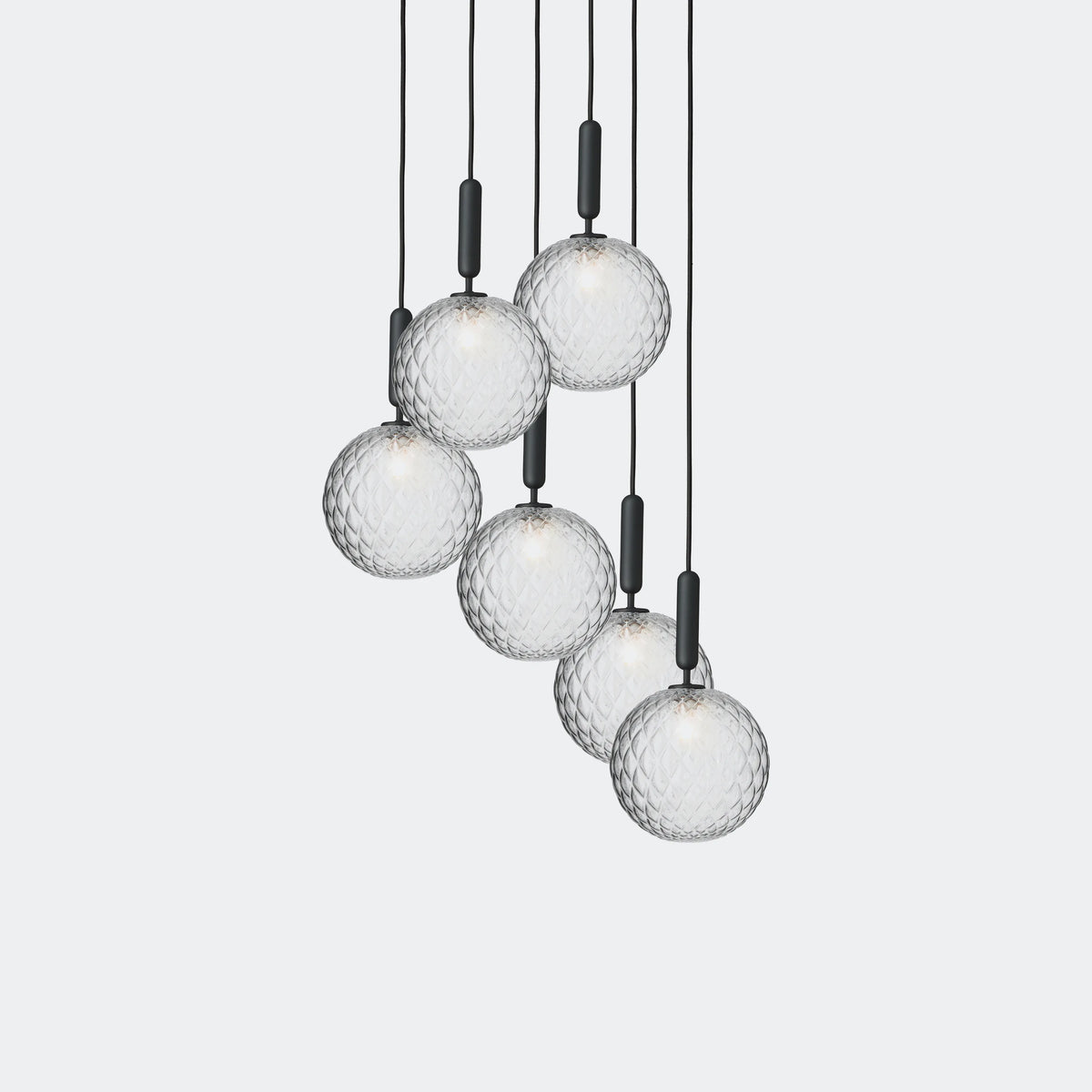 Nuura Miira 6 Large Chandelier, Rock Grey / Optic Clear - KANSO#Finish_Rock Grey / Optic Clear