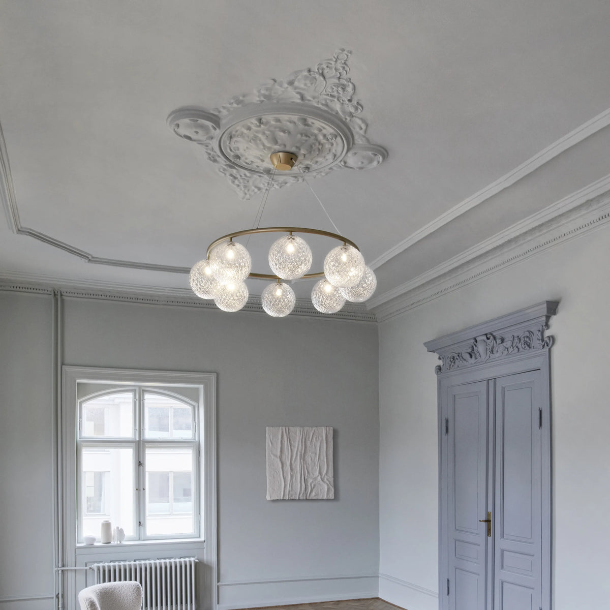 Nuura Miira 8 Circular Chandelier, Brass / Optic Clear - KANSO#Finish_Brass / Optic Clear
