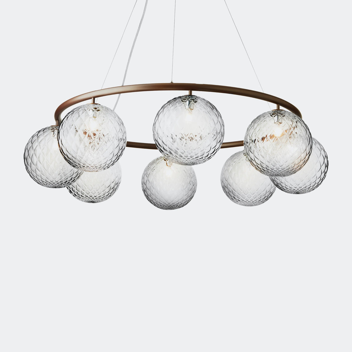 Nuura Miira 8 Circular Chandelier, Dark Bronze / Optic Clear - KANSO#Finish_Dark Bronze / Optic Clear