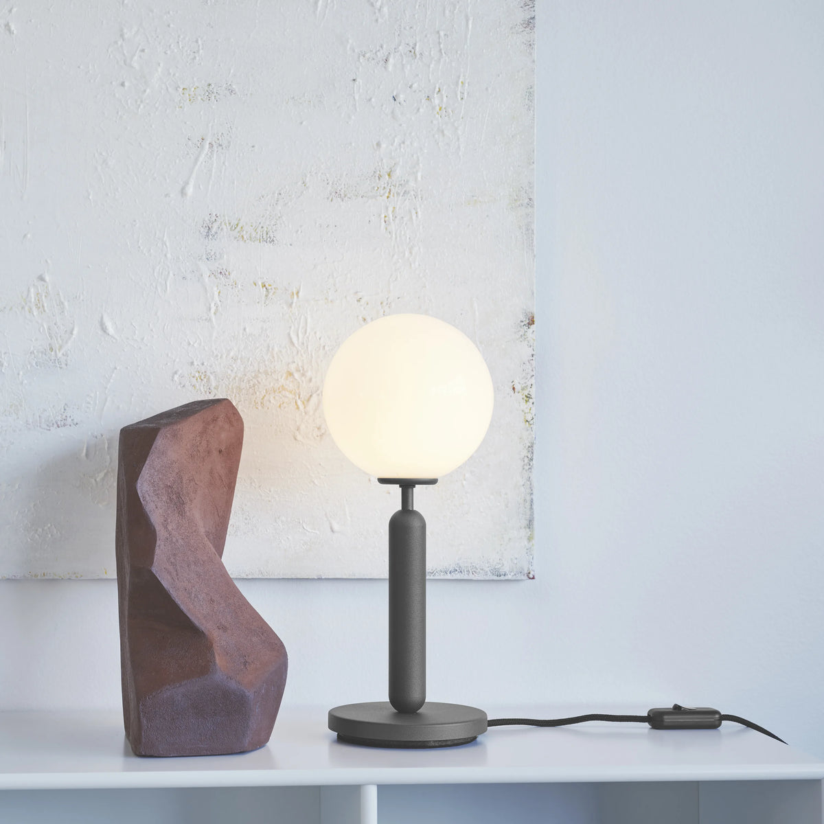 Nuura Miira Table Lamp, Rock Grey / Opal - KANSO#Finish_Rock Grey / Opal