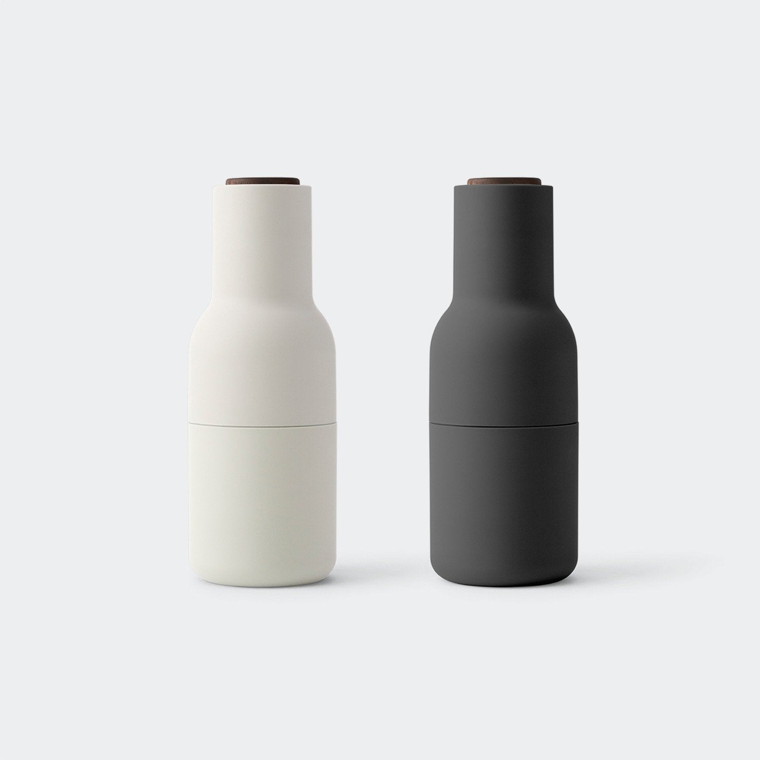 Audo Copenhagen Bottle Grinders, Set of 2 Carbon, Walnut Lid - KANSO#Color_Carbon, Walnut Lid