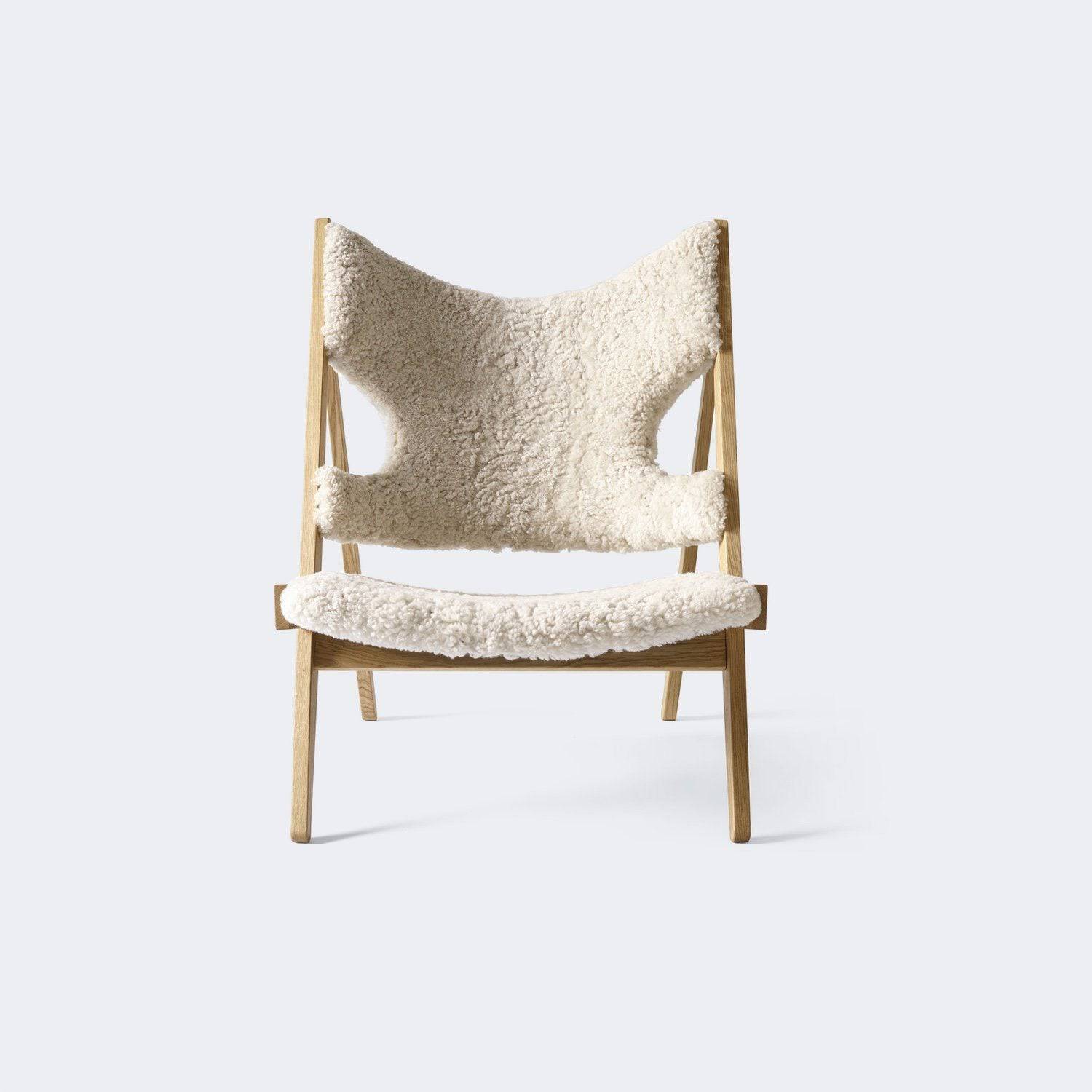 Audo Copenhagen Knitting Chair, Sheepskin Upholstery Made To Order Natural Oak/Nature - KANSO#Frame/Fabric Color_Natural Oak/Nature