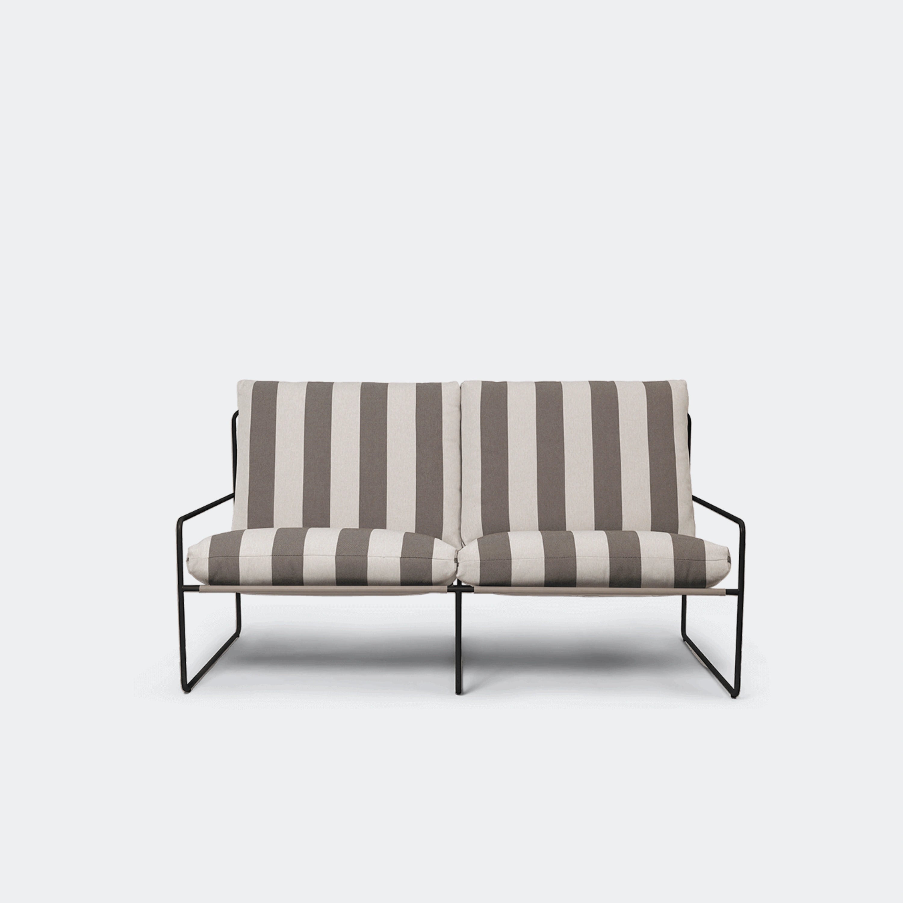 Ferm Living Desert Sofa 2 Seater Stripe - Black Chocolate - KANSO