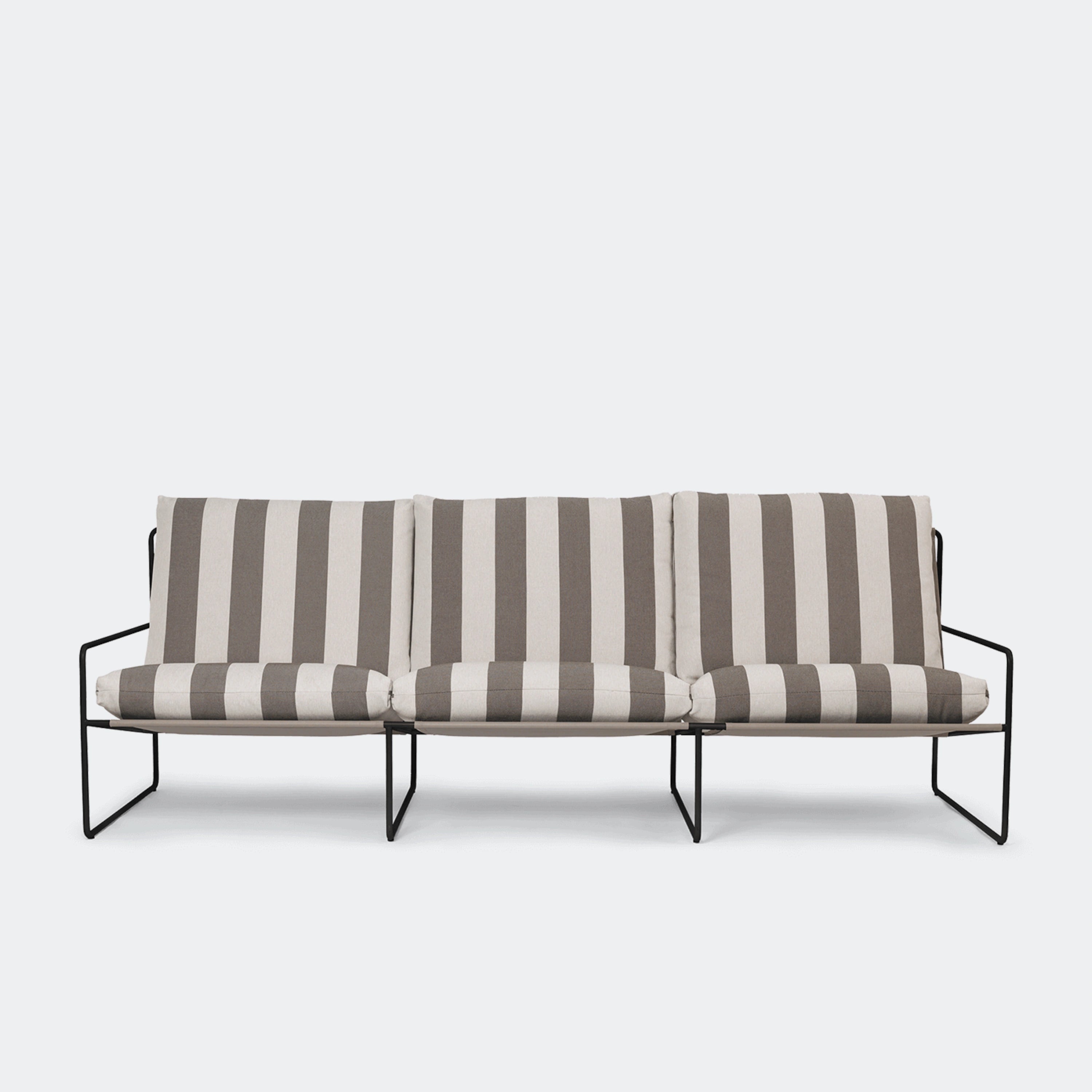 Ferm Living Desert Sofa 3 Seater Stripe - Black Chocolate - KANSO