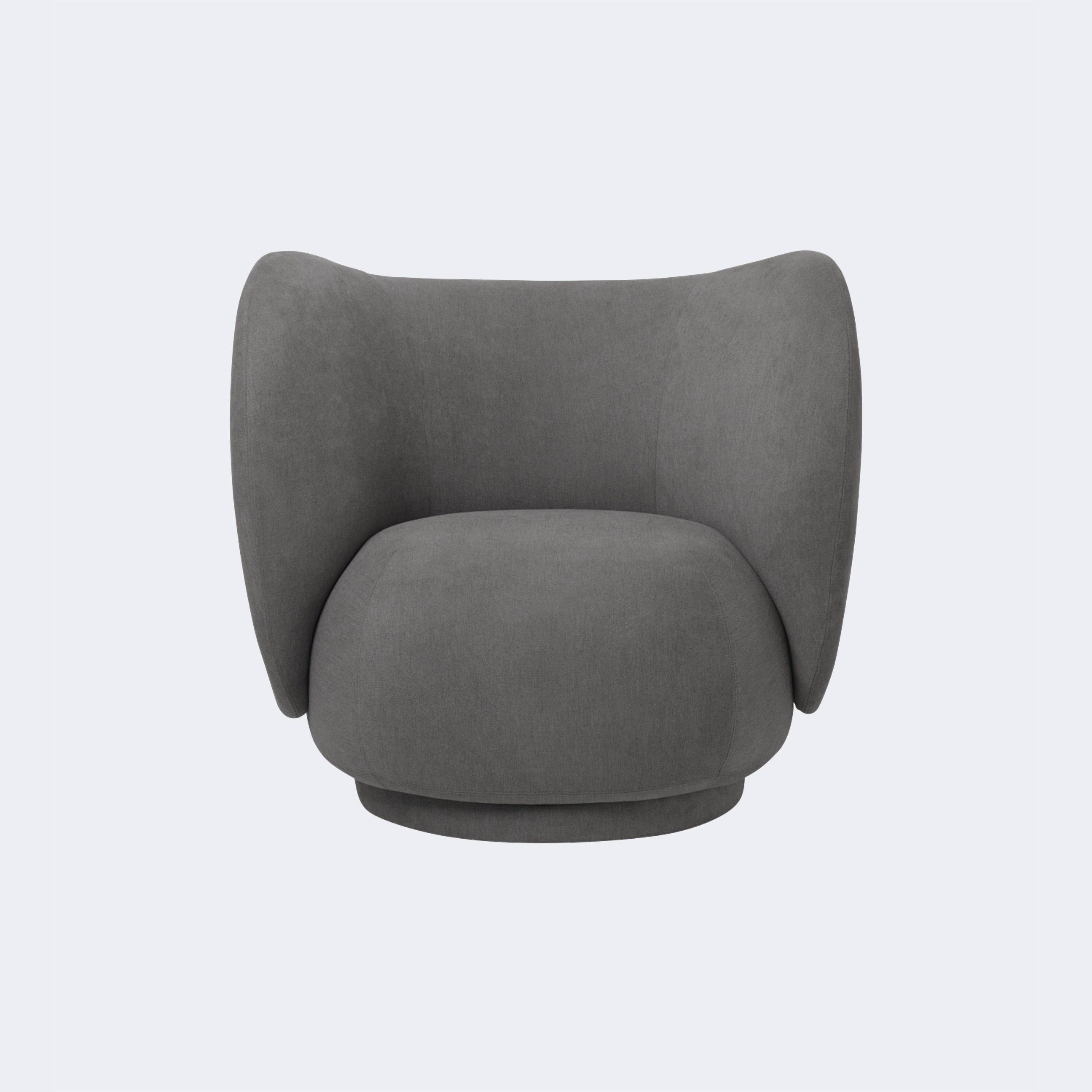 Ferm Living Rico Lounge Chair - Swivel Base Made To Order (18-20 Weeks) Brushed Grey - KANSO#Fabric_Brushed Grey