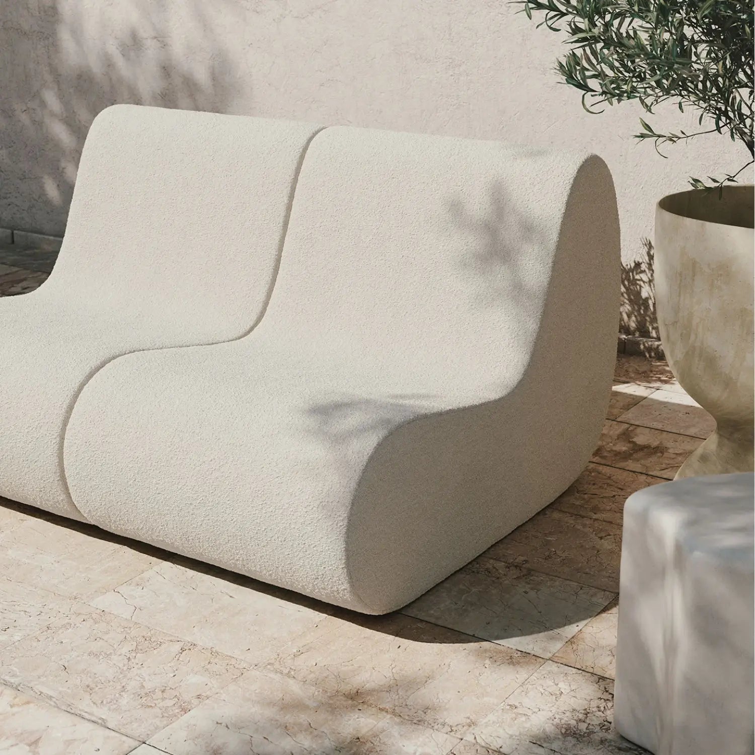 Ferm Living Rouli Center Module Pure Bouclé - Off-white - KANSO#Upholstery_Pure Bouclé - Off-white