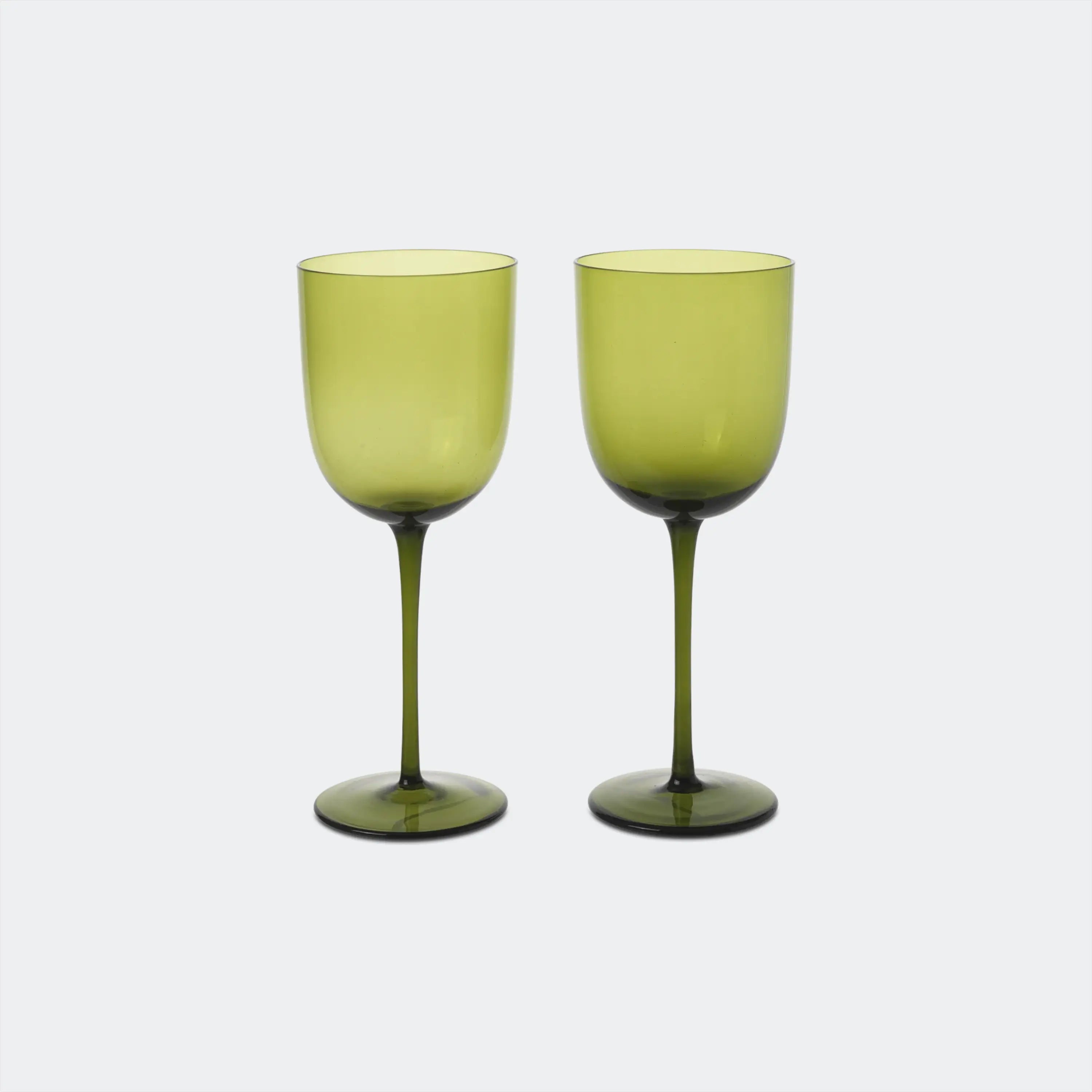 Ferm Living Host White Wine Glasses - Set of 2 Moss Green - KANSO#Color_Moss