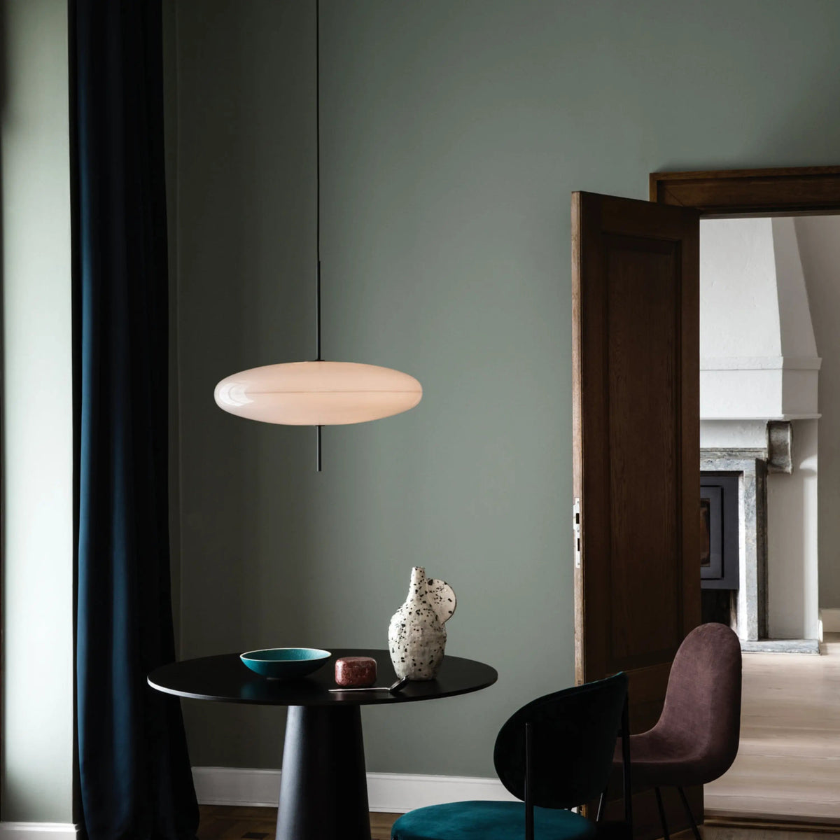 Astep Model 2065 Pendant Lamp White Diffuser - White Cable#Color_White Diffuser - Black Cable