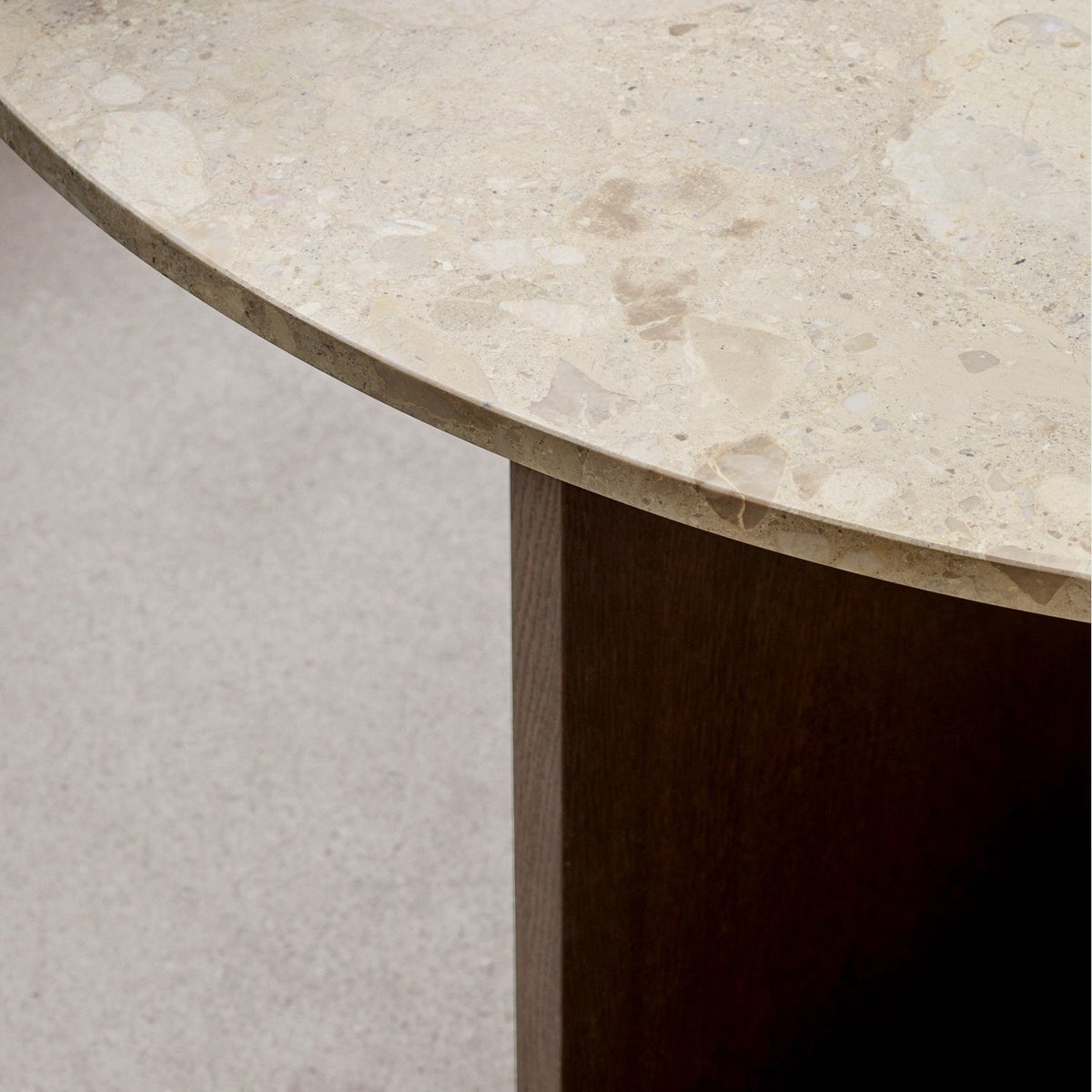 Audo Copenhagen Androgyne Dining Table 47in, Dark Stained Oak Base, Kunis Breccia Stone Table Top#Size/Top/Base_47in, Dark Stained Oak Base, Kunis Breccia Stone Table Top