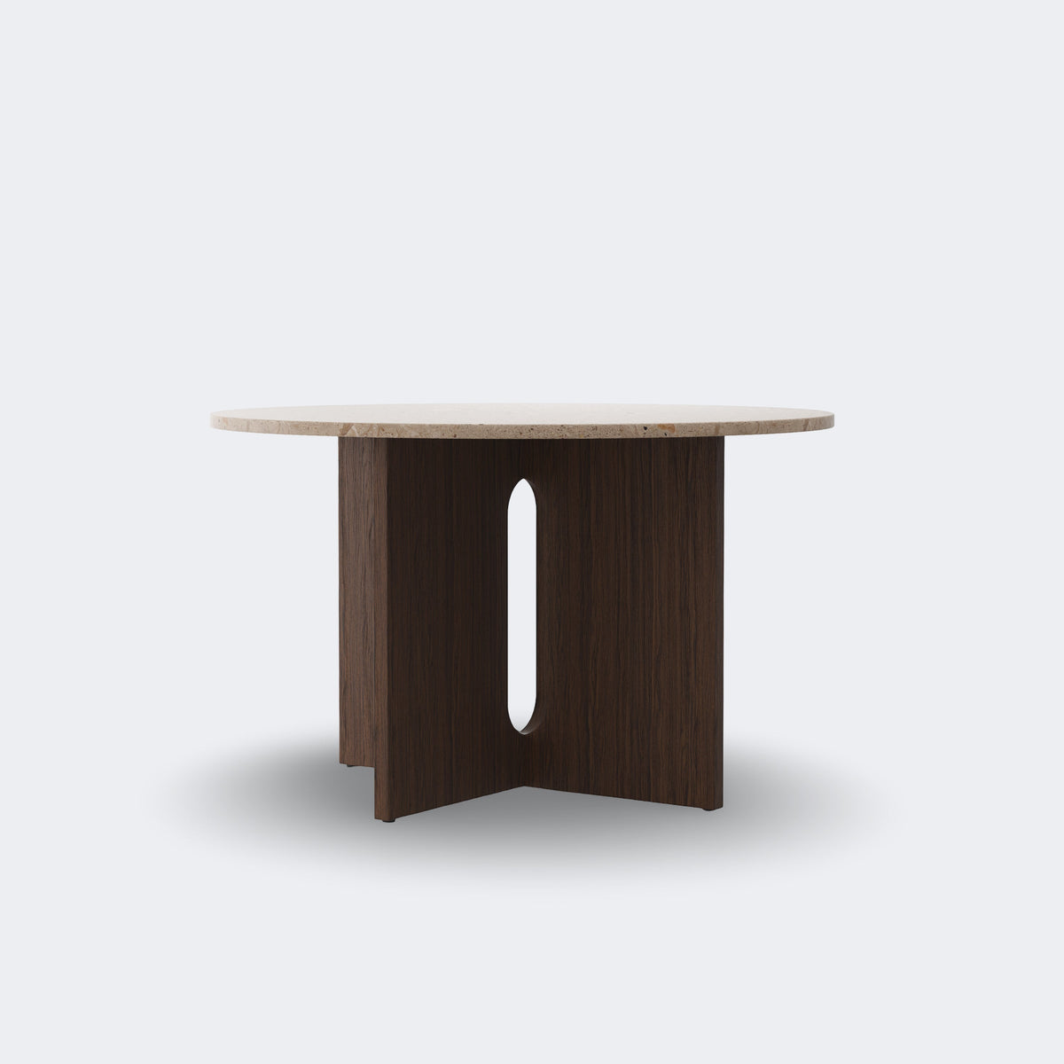 Audo Copenhagen Androgyne Dining Table 47in, Dark Stained Oak Base, Kunis Breccia Stone Table Top#Size/Top/Base_47in, Dark Stained Oak Base, Kunis Breccia Stone Table Top