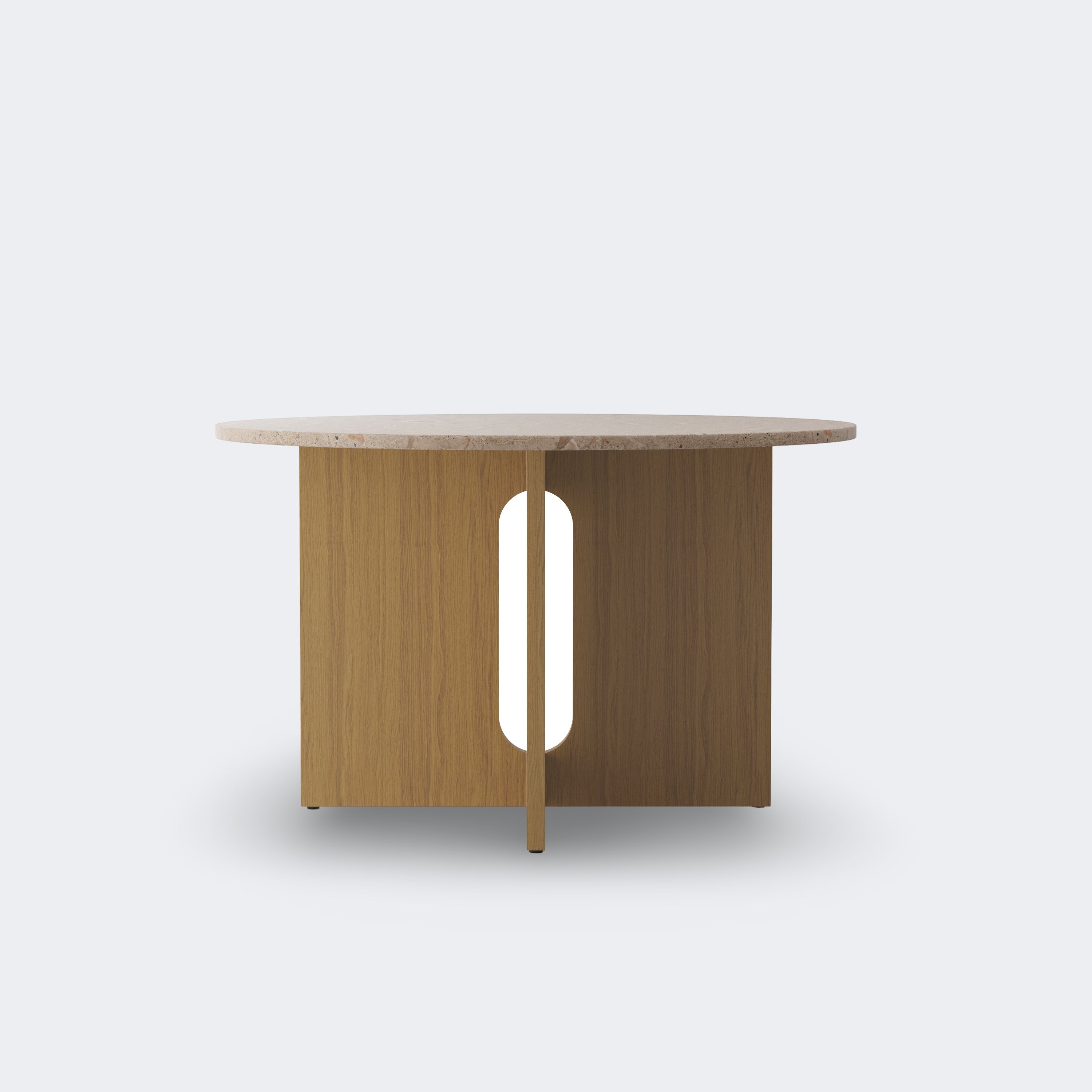 Audo Copenhagen Androgyne Dining Table 47in, Natural Oak Base, Kunis Breccia Stone Table Top - KANSO