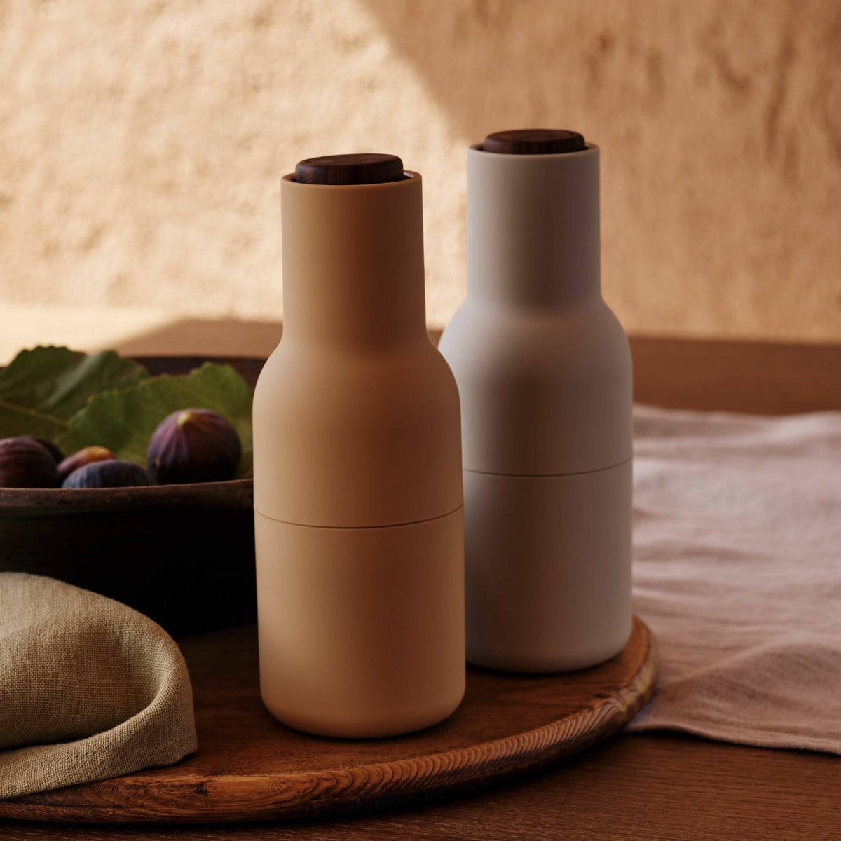 Audo Copenhagen Bottle Grinders, Set of 2 Barley, Walnut Lid - KANSO#Color_Barley, Walnut Lid