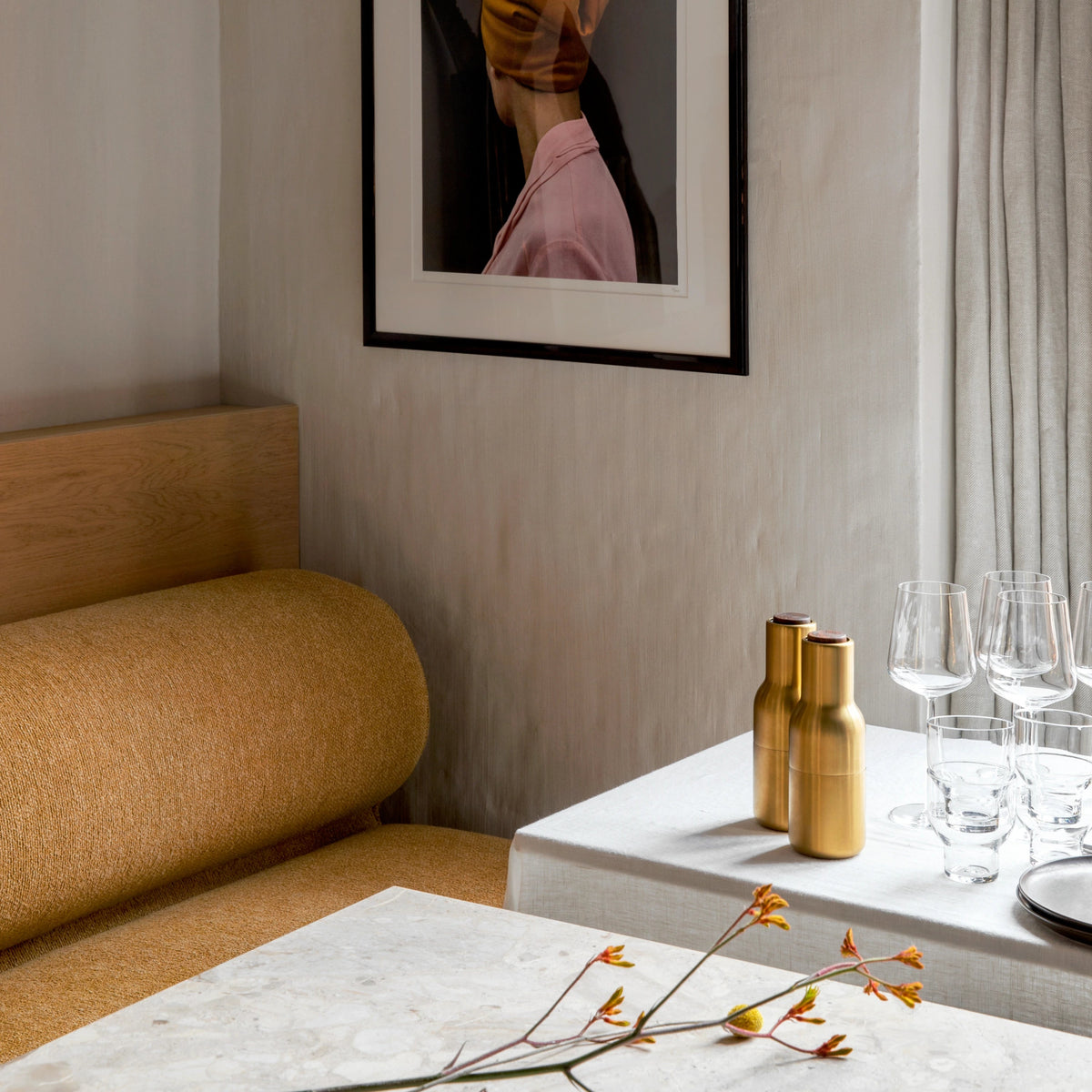 Audo Copenhagen Bottle Grinders, Set of 2 Brass, Brushed Walnut - KANSO#Color_Brass, Brushed / Walnut