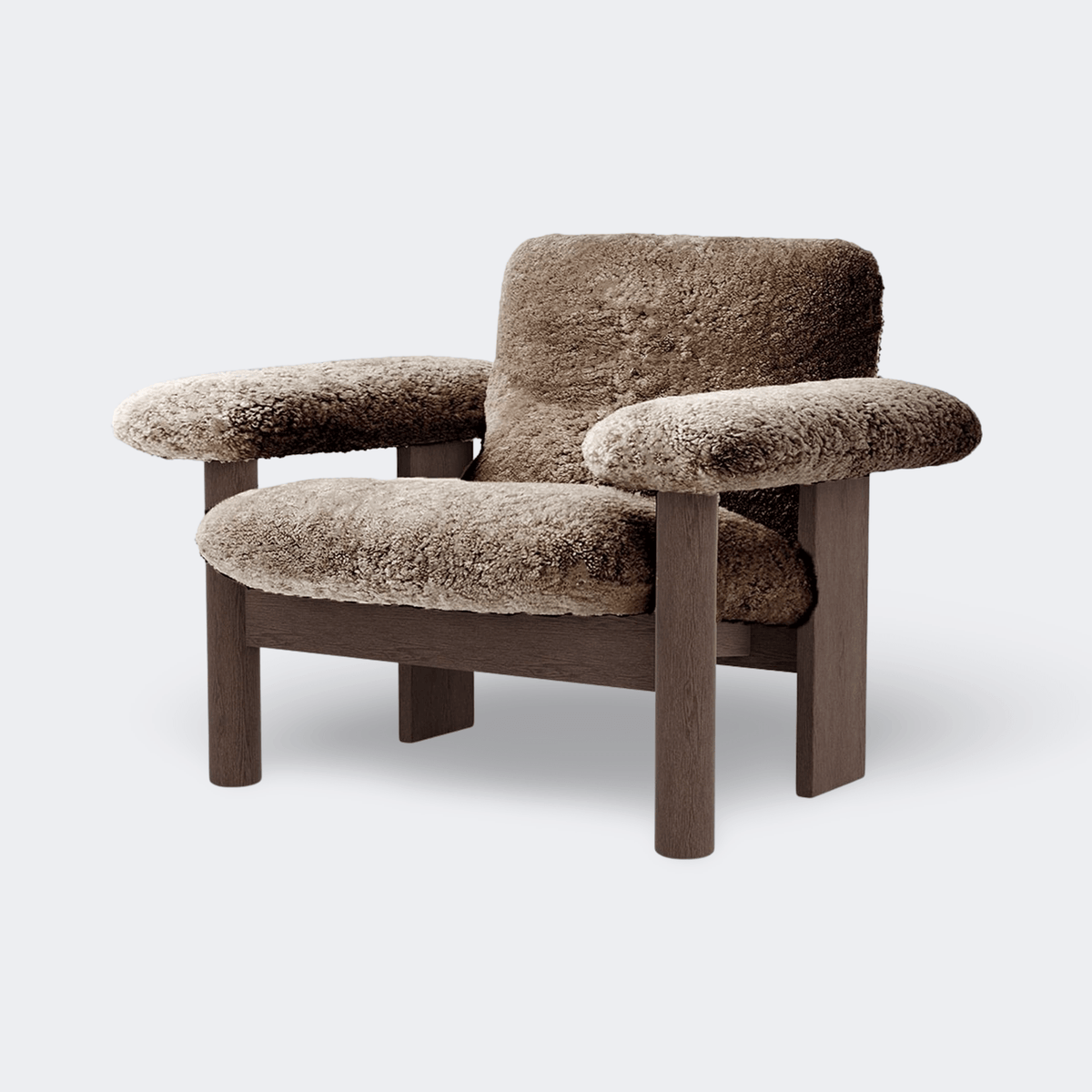 Audo Copenhagen Brasilia Lounge Chair, Low Back Dark Stained Oak Sheepskin Sahara