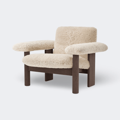 Audo Copenhagen Brasilia Lounge Chair, Low Back Dark Stained Oak Sheepskin Nature