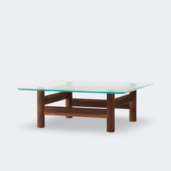 Audo Copenhagen Brasilia Lounge Table Walnut Clear Glass