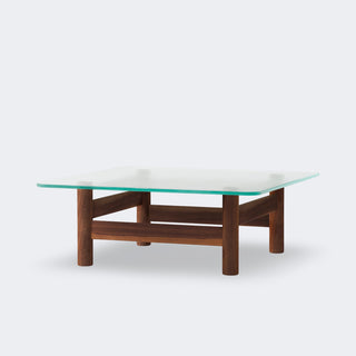 Audo Copenhagen Brasilia Lounge Table Walnut Clear Glass
