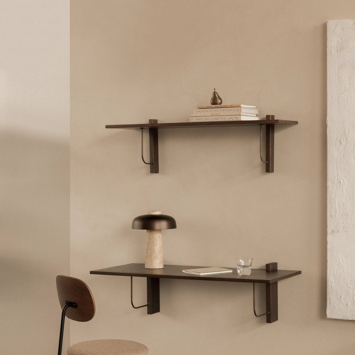 Audo Copenhagen Corbel Shelf, Long Dark Stained Oak#Material_Dark Stained Oak