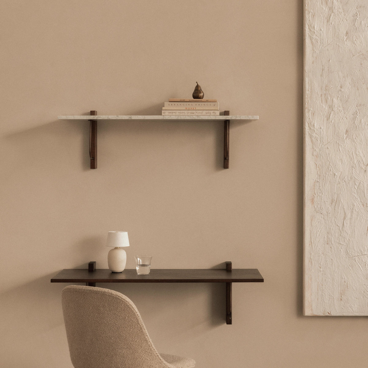 Audo Copenhagen Corbel Shelf, Long Carrara Marble#Material_Carrara Marble