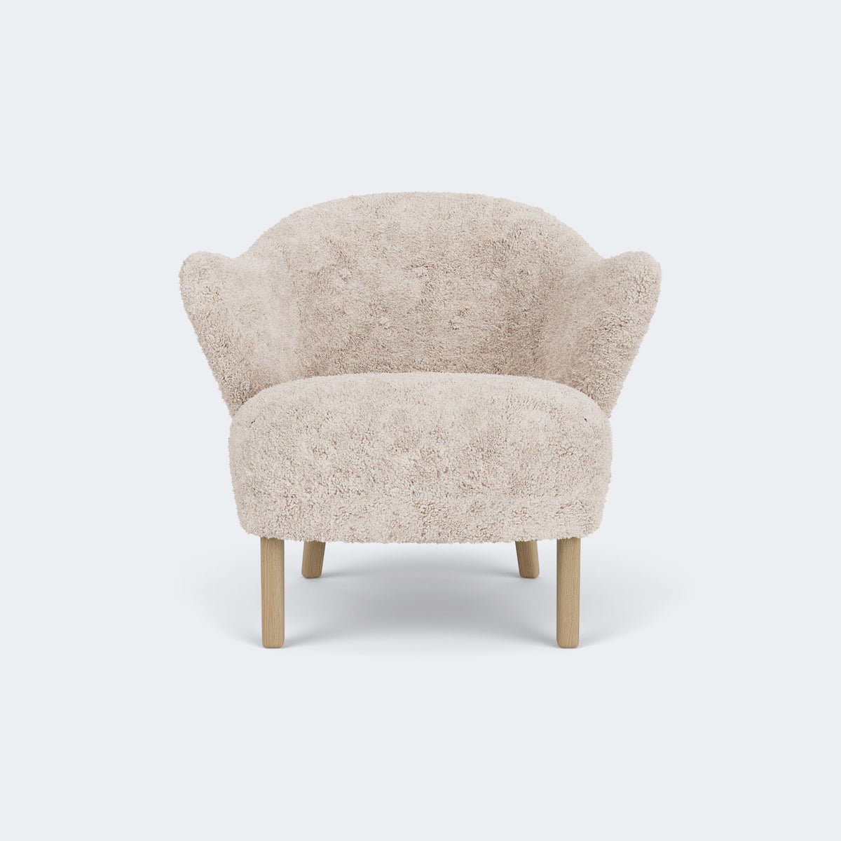 Audo Copenhagen Ingeborg Lounge Chair Natural Oak Sheepskin Moonlight