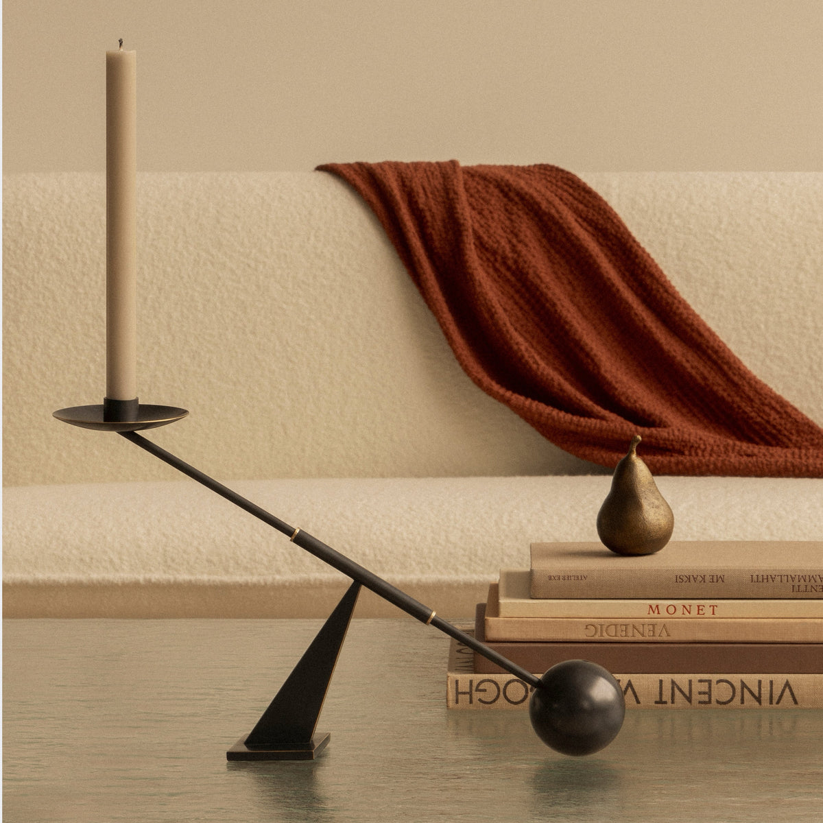 Audo Copenhagen Interconnect Candle Holder, Small Bronzed Brass#Material_Bronzed Brass