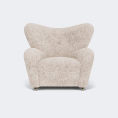 Audo Copenhagen The Tired Man Lounge Chair Smoked Oak Sheepskin Moonlight