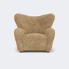 Audo Copenhagen The Tired Man Lounge Chair Smoked Oak Sheepskin Honey