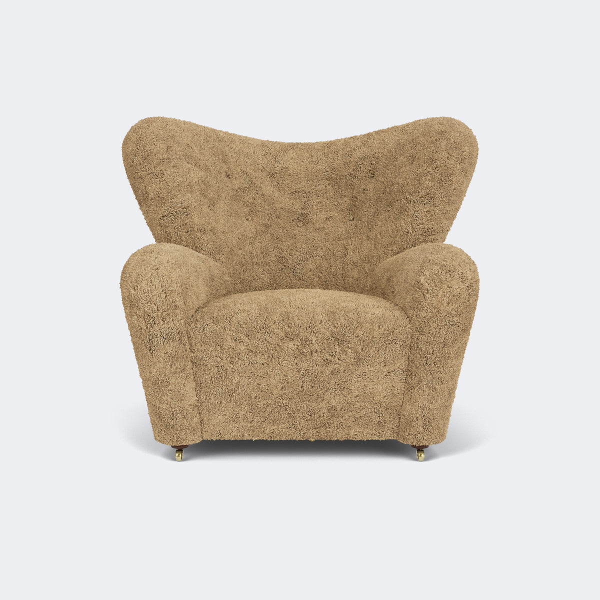 Audo Copenhagen The Tired Man Lounge Chair Smoked Oak Sheepskin Honey