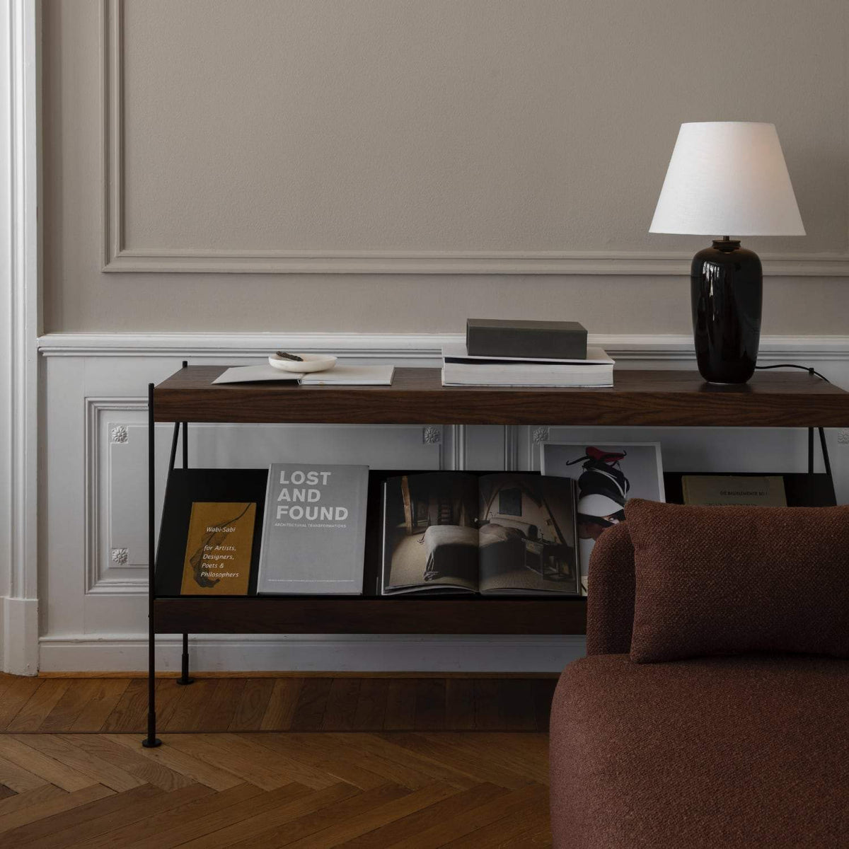 Audo Copenhagen Zet Storage System, 60 in. Dark Stained Oak Black Steel - 1 x 2#Material_Dark Stained Oak