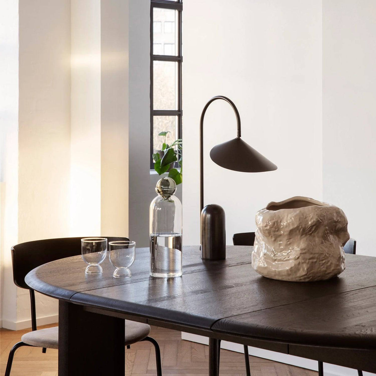 Ferm Living Bevel Table, Extendable Extendable x 2 White Oiled Oak#Color_Black Oiled Oak