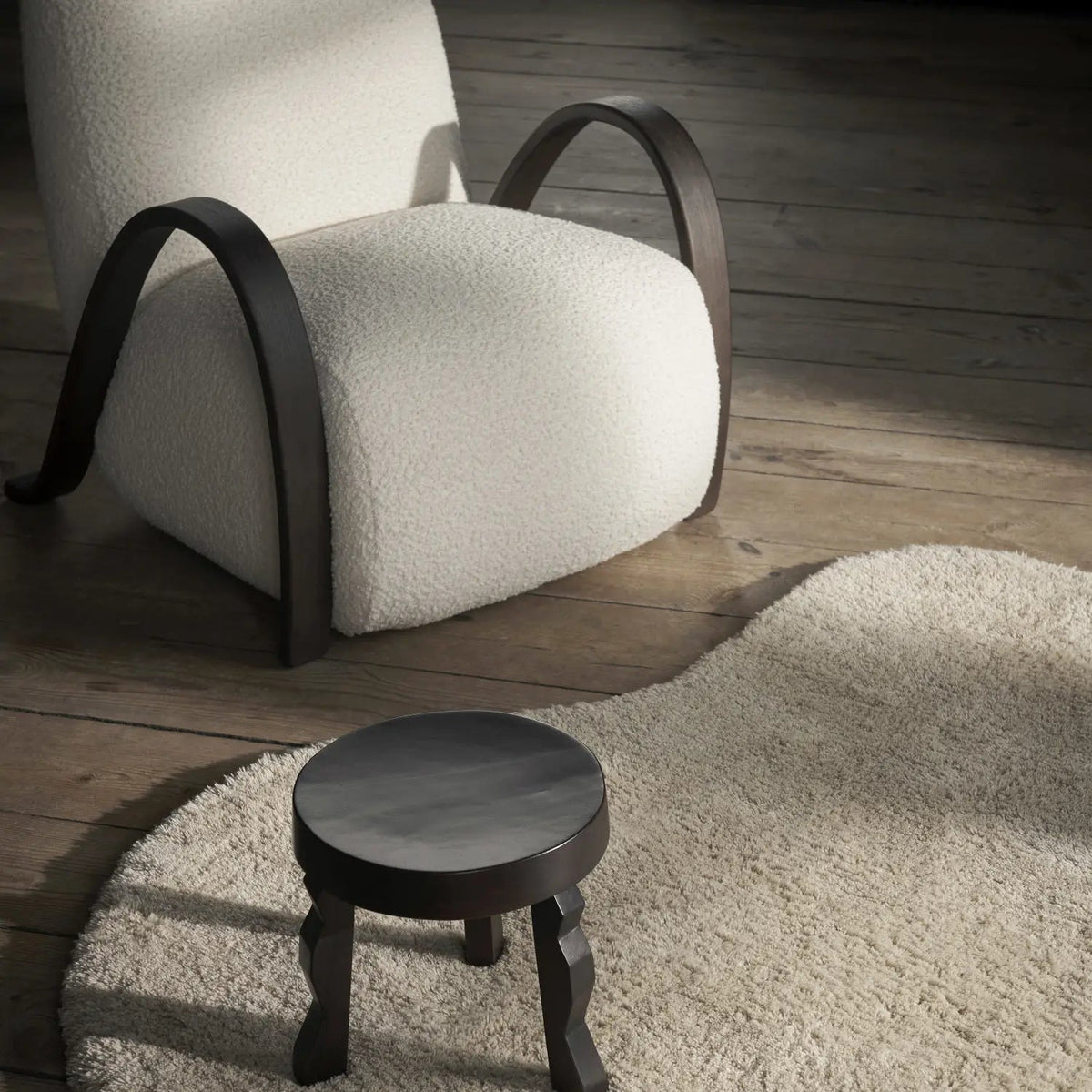 Ferm Living Buur Lounge Chair Nordic Bouclé - Off-White#Upholstery_Nordic Bouclé - Off-White