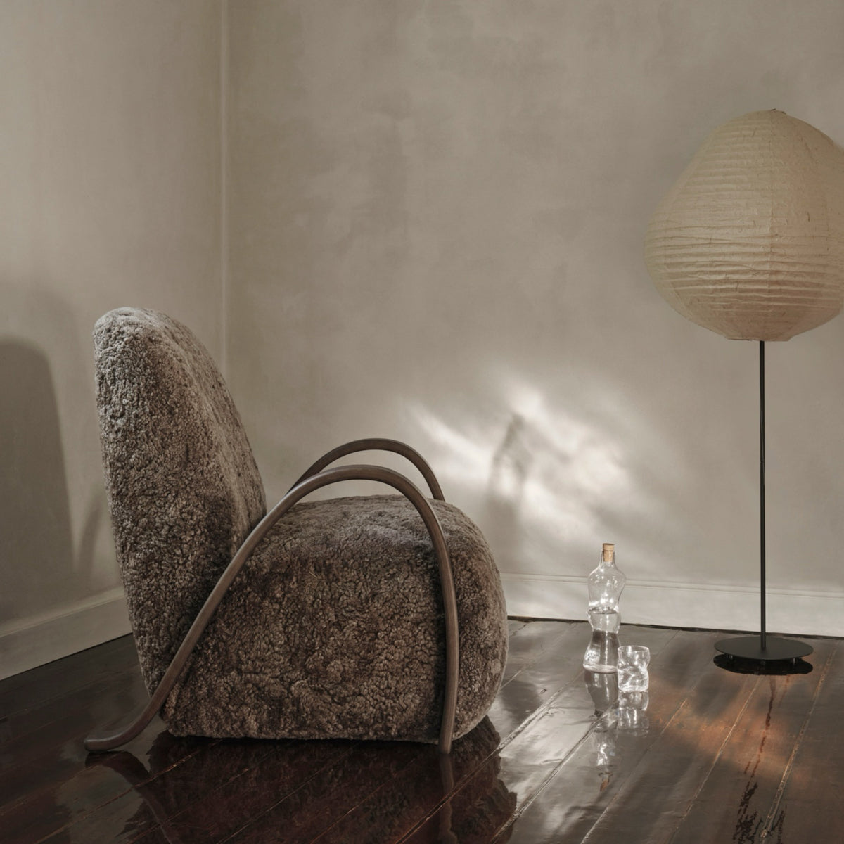 Ferm Living Buur Lounge Chair Sheepskin - Sahara#Upholstery_Sheepskin - Sahara