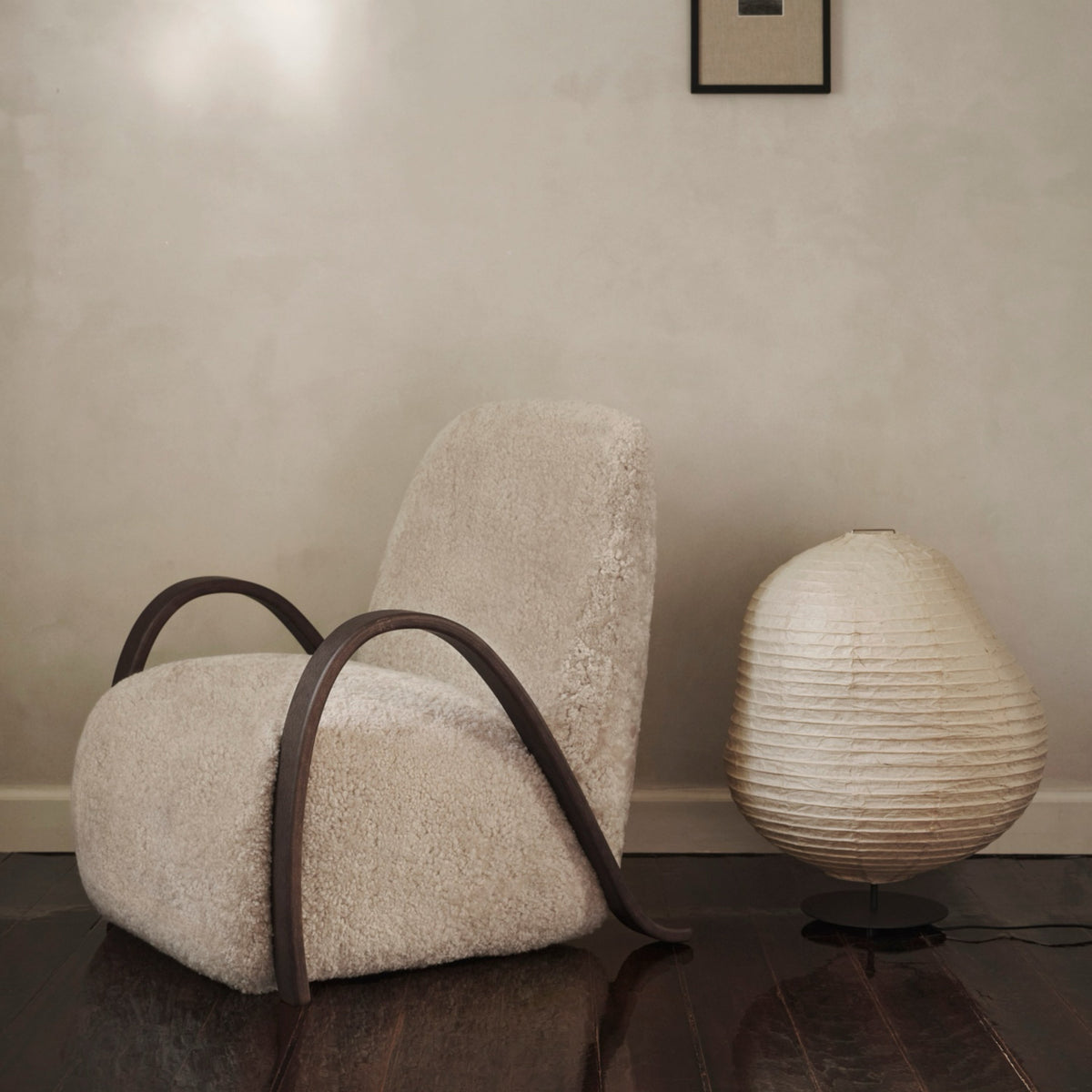 Ferm Living Buur Lounge Chair Sheepskin - Moonlight#Upholstery_Sheepskin - Moonlight