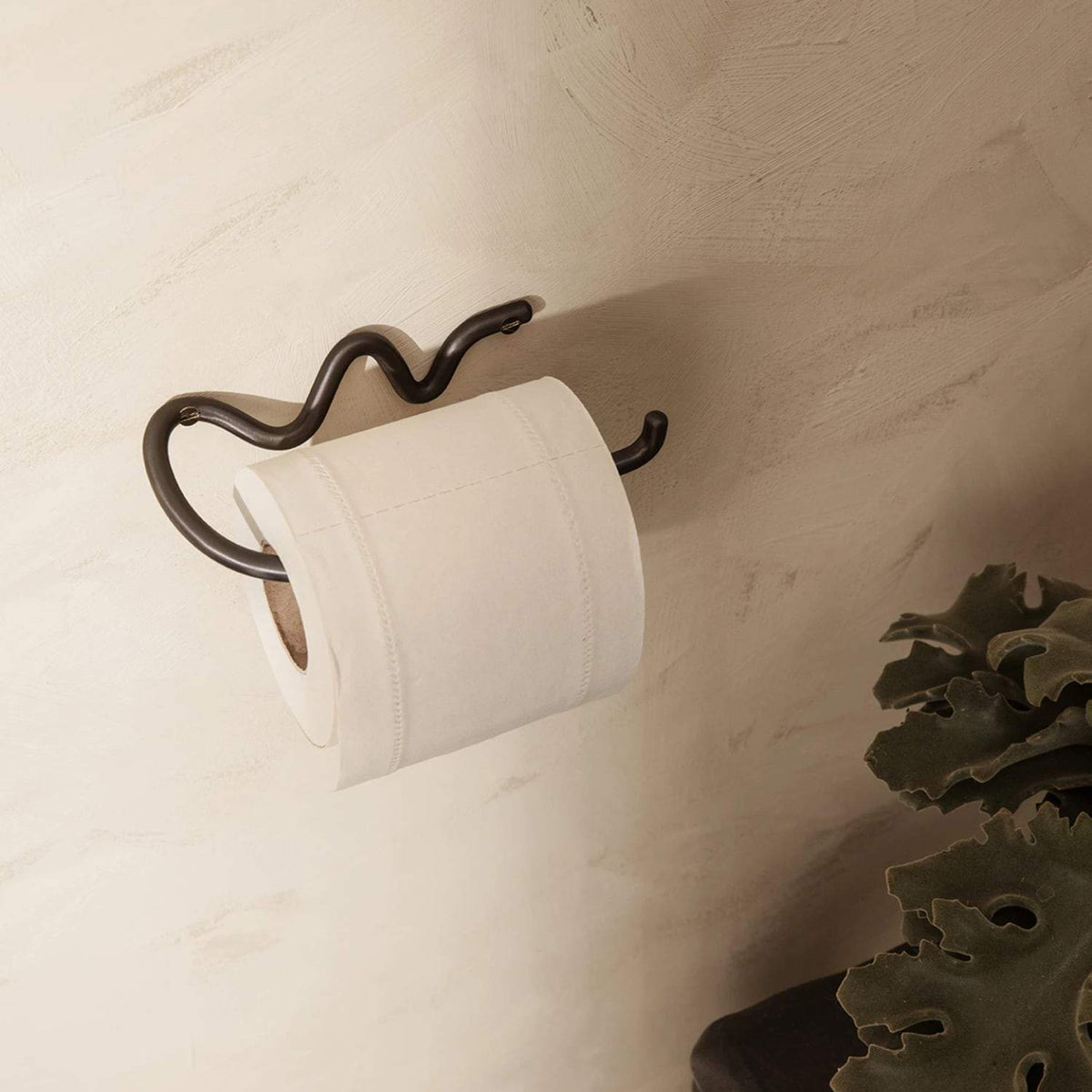 Ferm Living Curvature Toilet Paper Holder, Black Brass