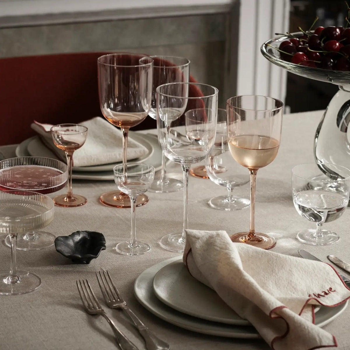 Ferm Living Host White Wine Glasses - Set of 2 Blush - KANSO#Color_Blush