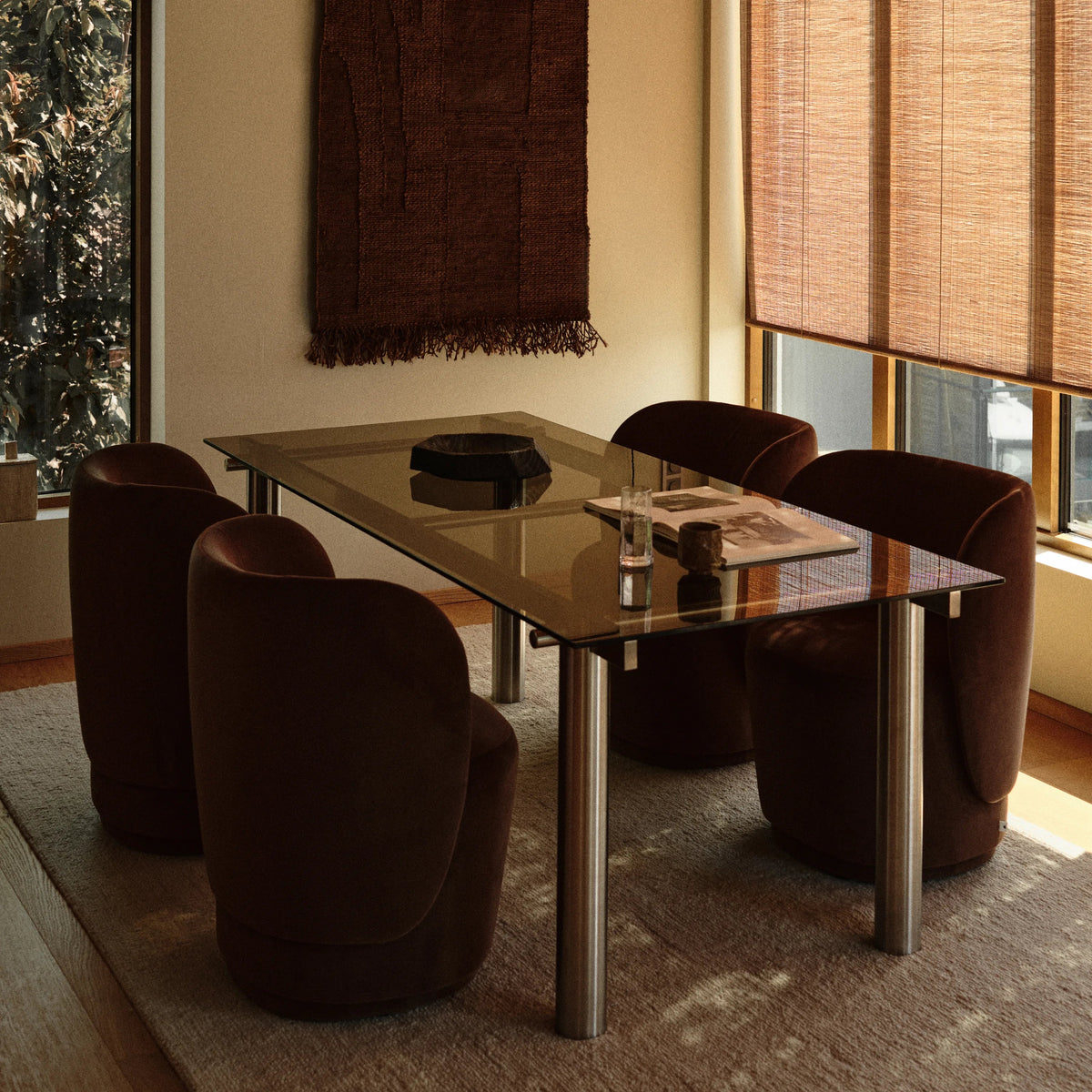 ferm Living Rico Club Chair - Swivel Base, Rich Velvet Coffee - KANSO#Color_Rich Velvet Coffee