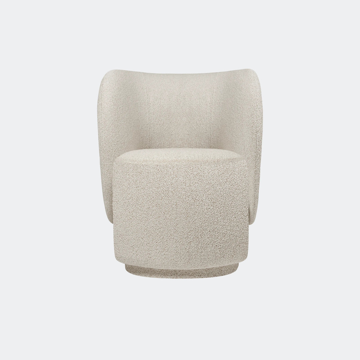 ferm Living Rico Club Chair - Swivel Base, Soft Bouclé Off-White/Sand - KANSO#Color_Soft Bouclé Off-White/Sand