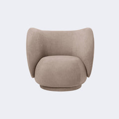 Ferm Living Rico Lounge Chair - Swivel Base Ready To Ship Boucle Sand - KANSO#Fabric_Boucle Sand