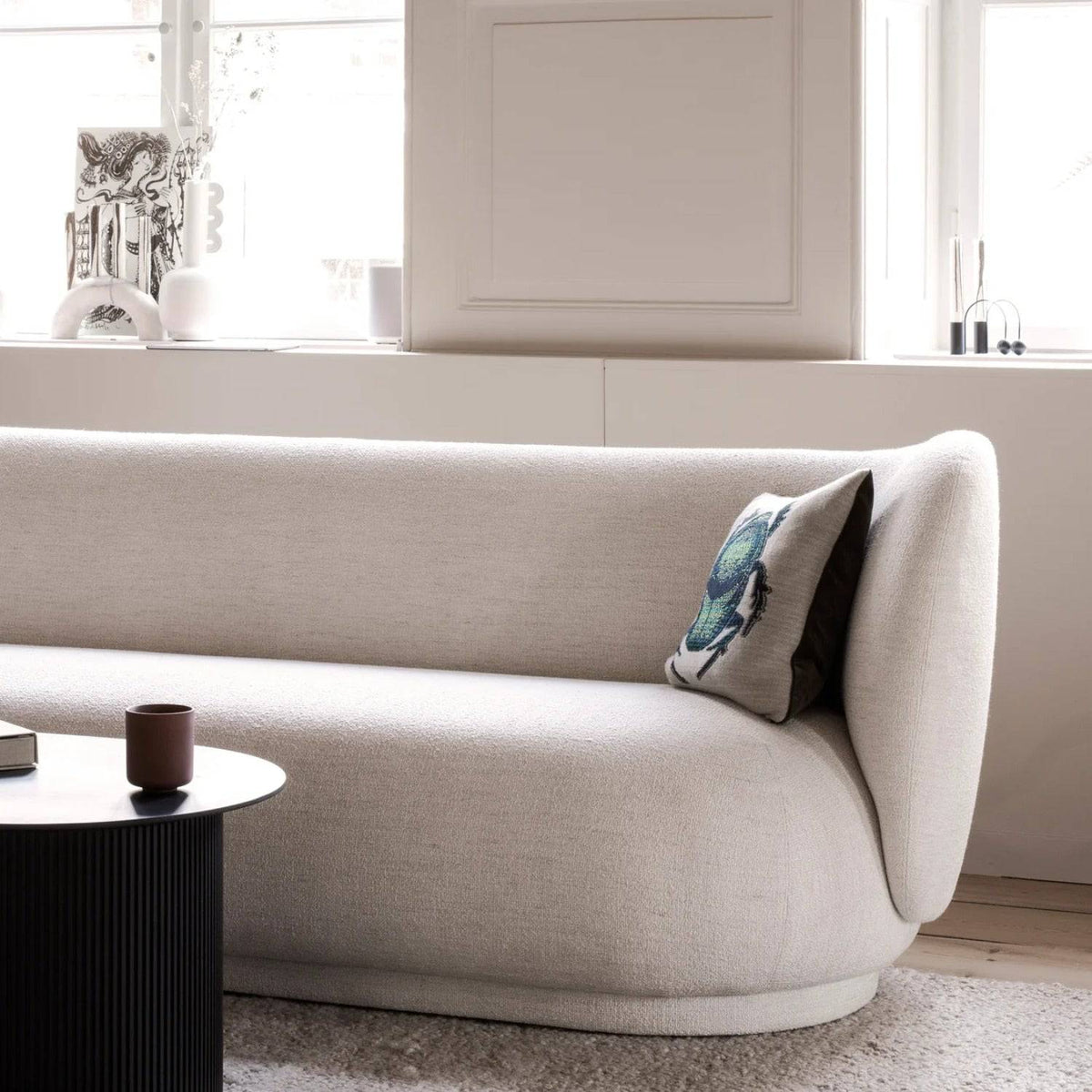 Ferm Living Rico Sofa, 3 Seater Boucle - Off-White#Fabric_Boucle - Off-White