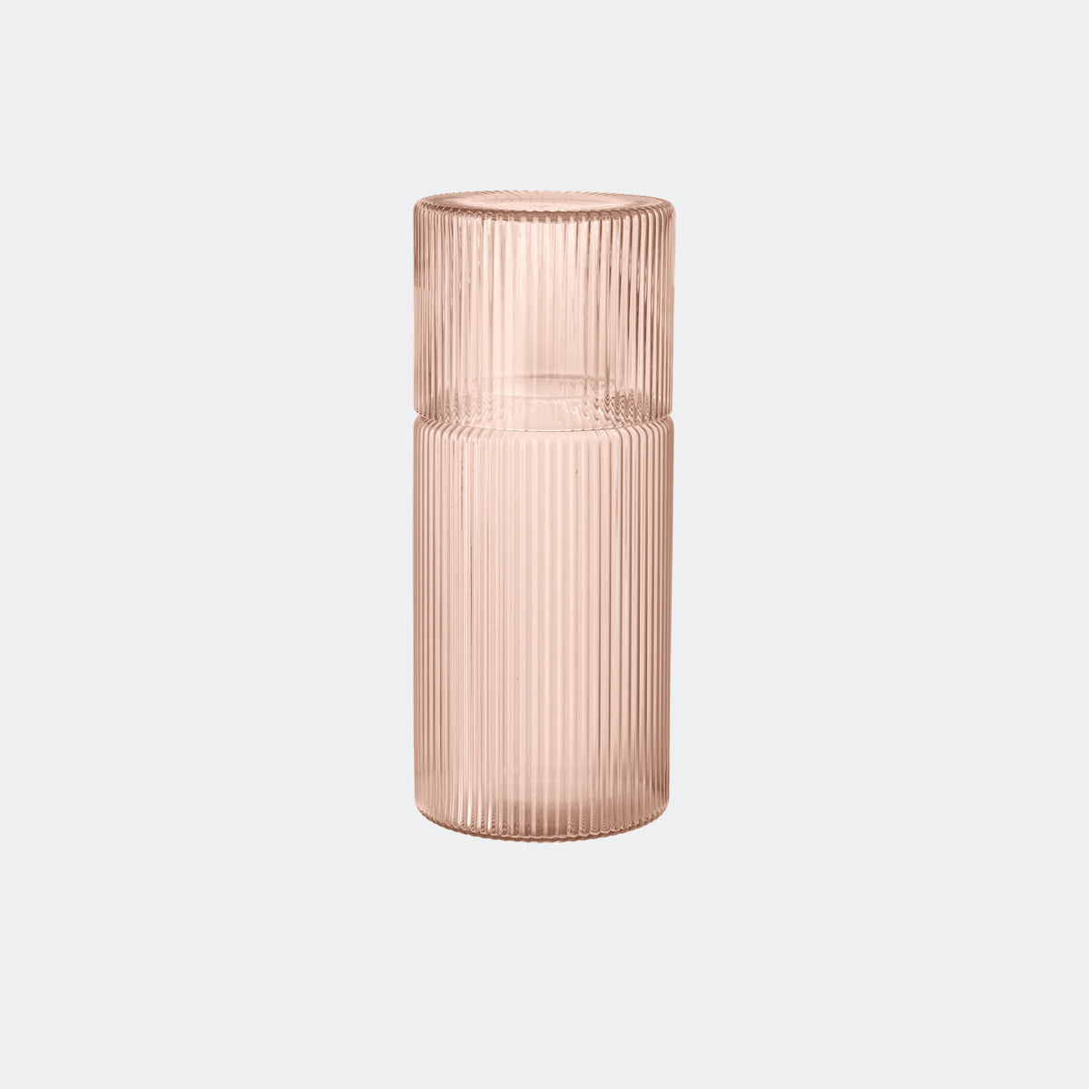 ferm Living Ripple Carafe Set - Small, Blush, glass as lid - KANSO#Color_Blush